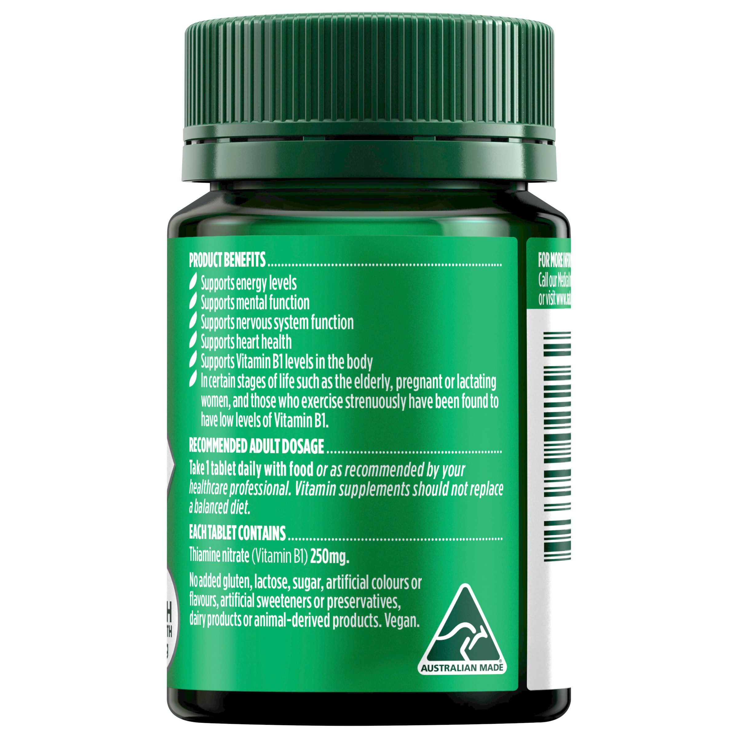 Nature's Own Vit B1 Tablets 250mg 60 tablets - Image 2