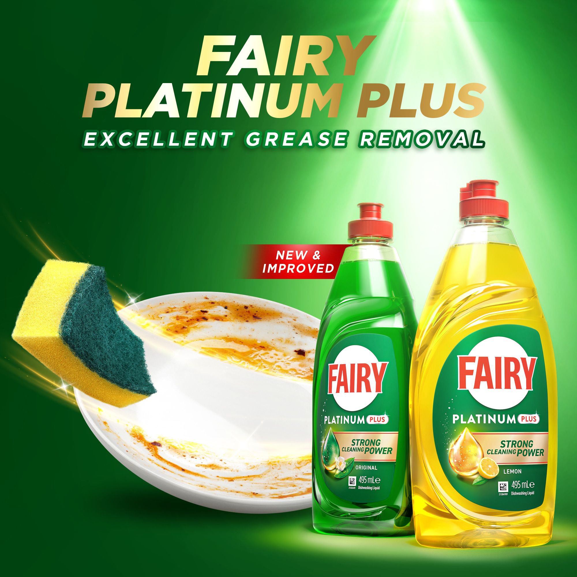 Fairy Platinum Plus Lemon Hand Dishwashing Liquid 495ml - Image 4