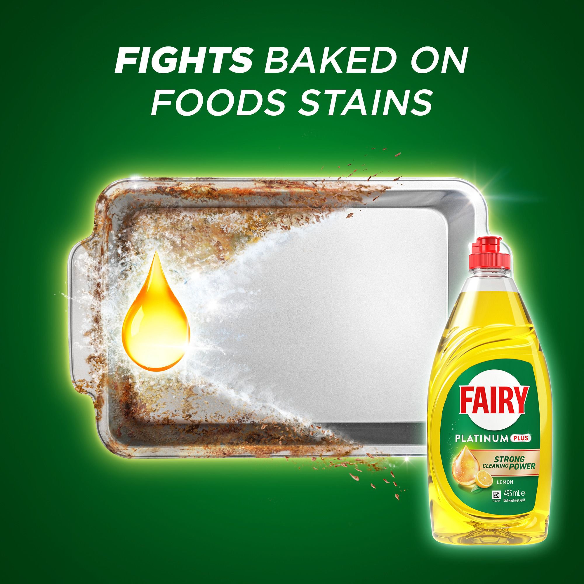 Fairy Platinum Plus Lemon Hand Dishwashing Liquid 495ml - Image 6