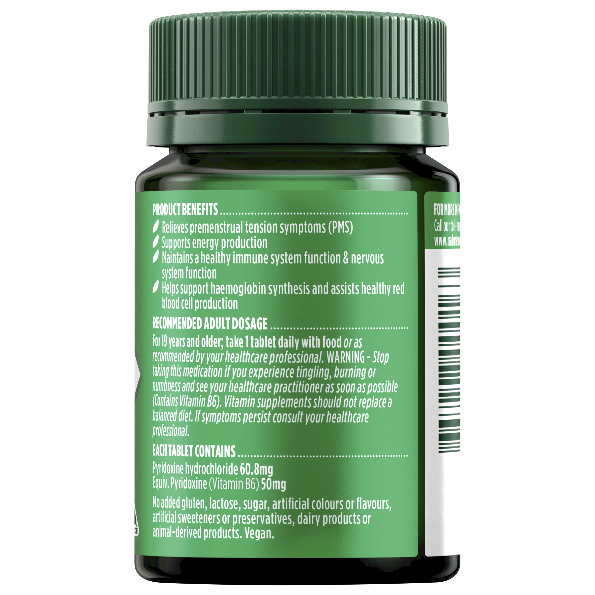 Nature's Own Vitamin B6 50mg - 60 tablets - Image 2