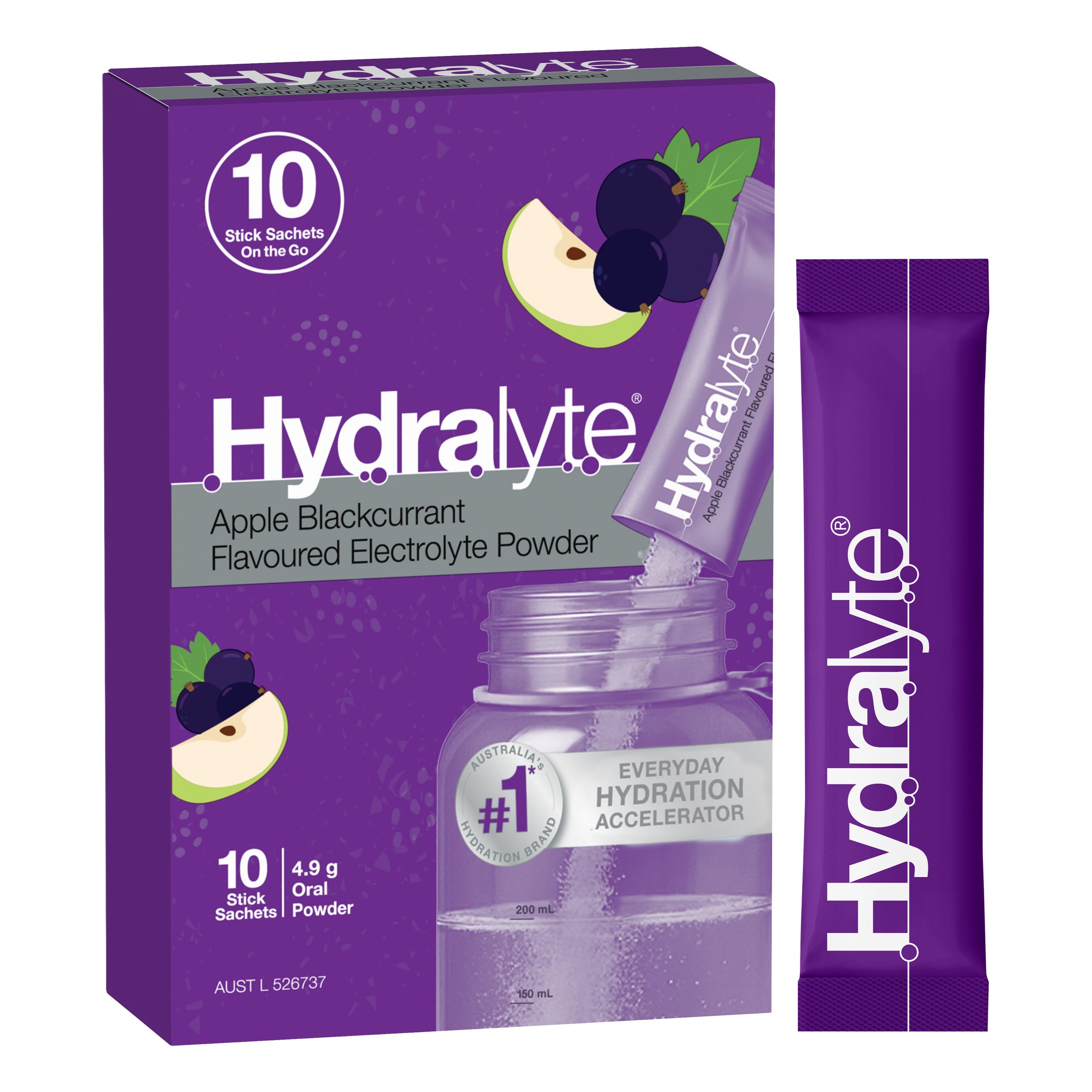 Hydralyte Stick Sachets Apple Blackcurrant Electrolyte Powder 10 pack - Image 8