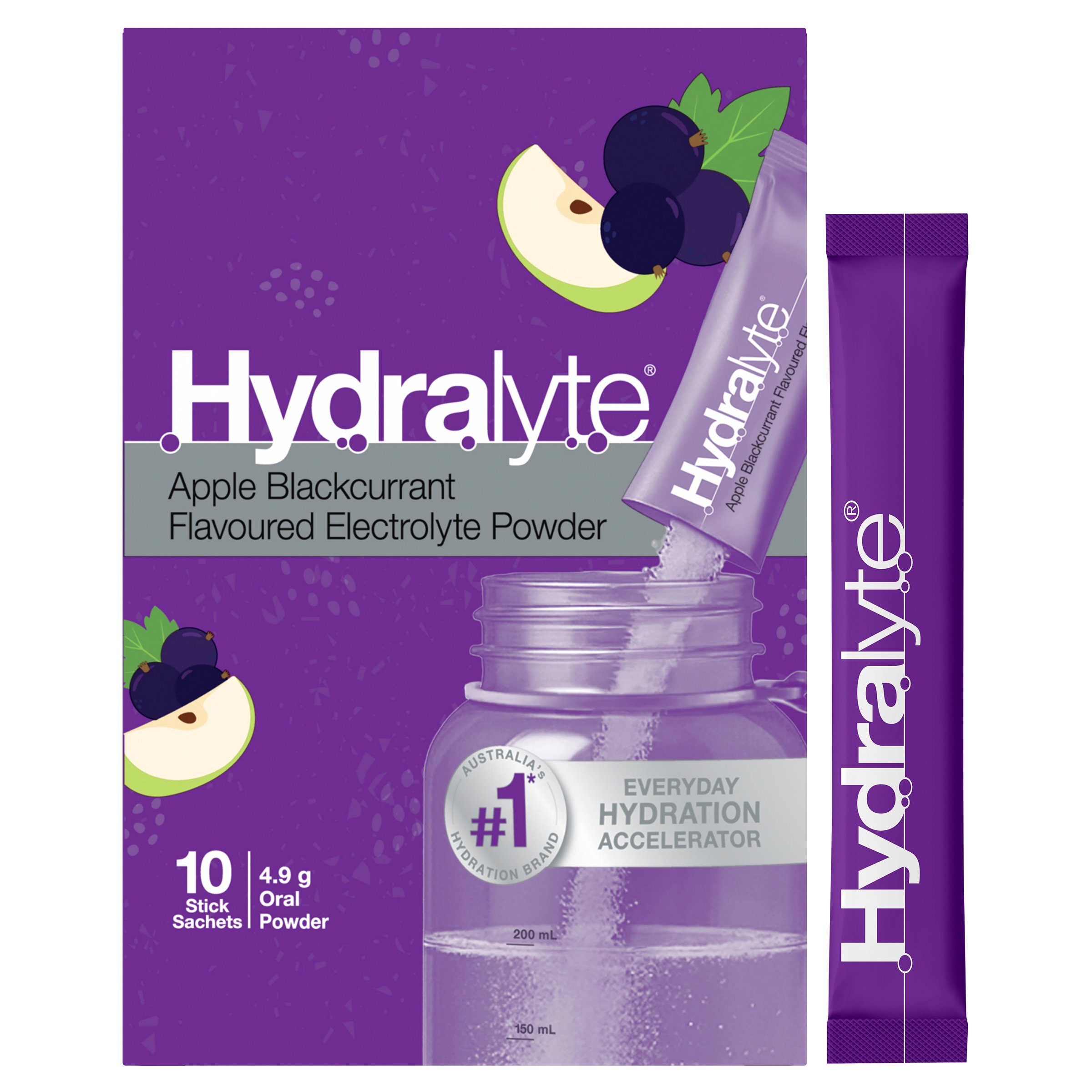 Hydralyte Stick Sachets Apple Blackcurrant Electrolyte Powder 10 pack - Image 10
