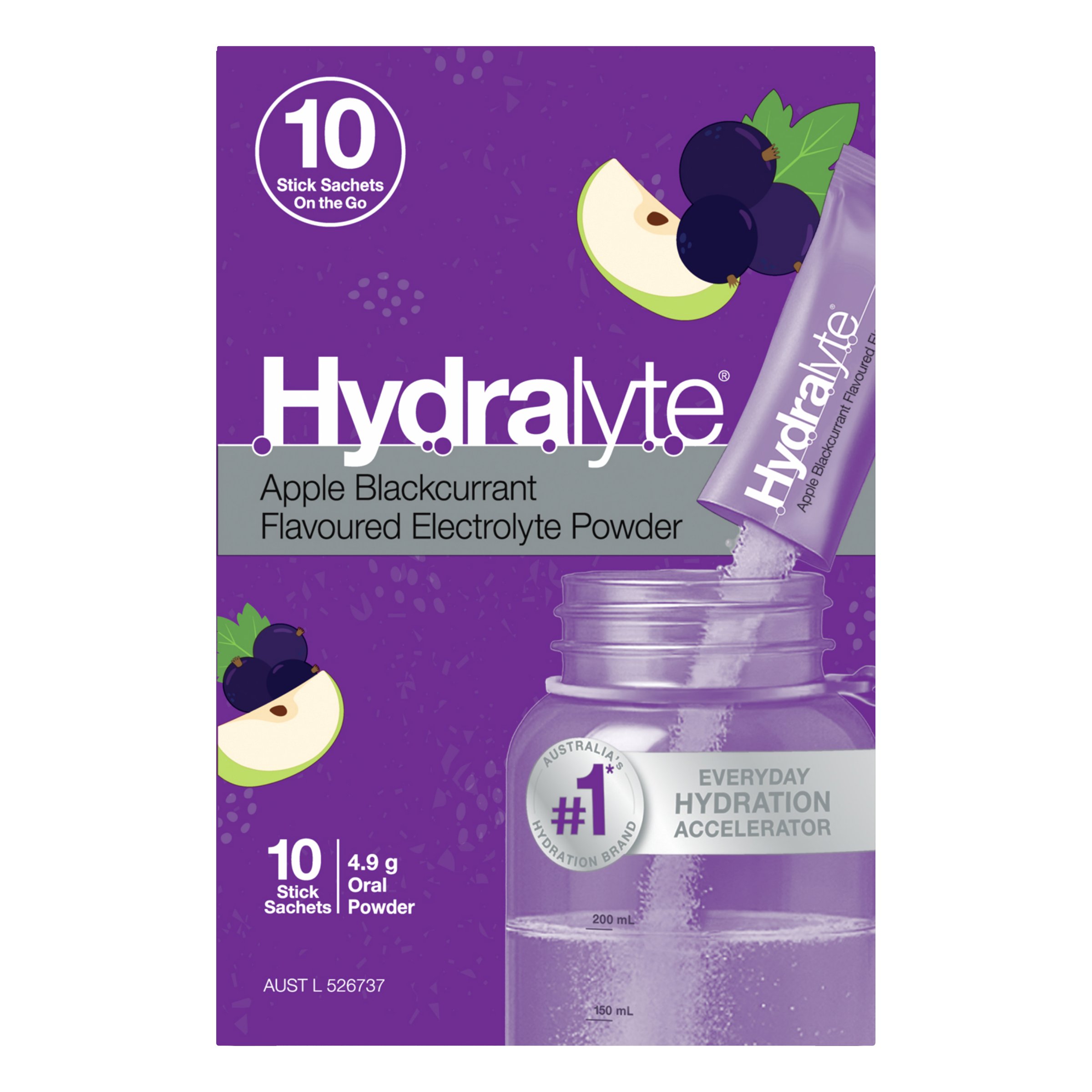Hydralyte Stick Sachets Apple Blackcurrant Electrolyte Powder 10 pack - Image 5