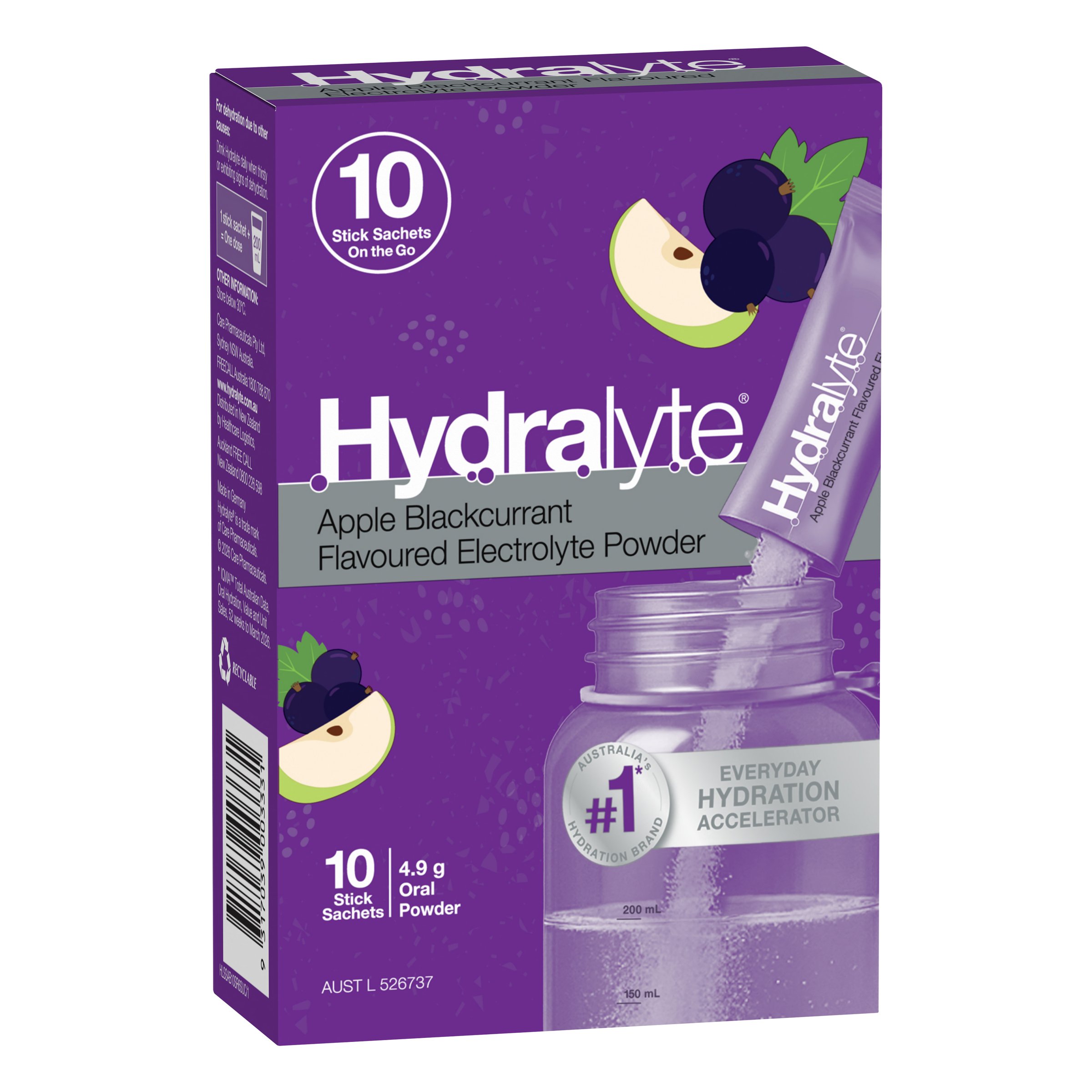 Hydralyte Stick Sachets Apple Blackcurrant Electrolyte Powder 10 pack - Image 9