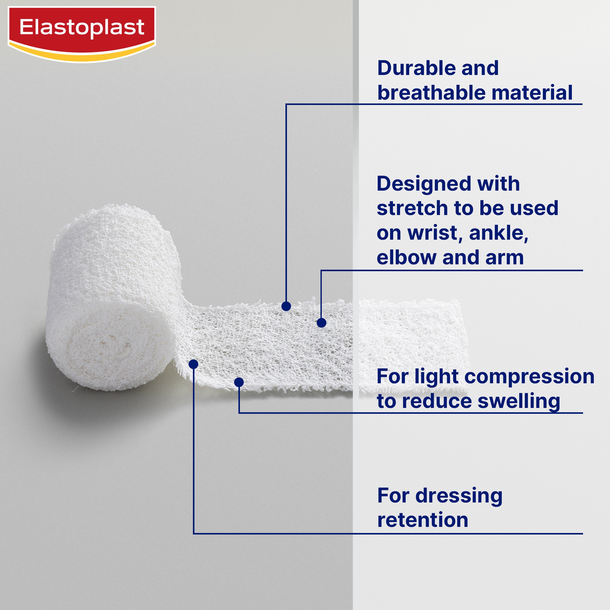 Elastoplast Crepe Bandage Medium Weight 7.5cm X 1.6m White - 1 roll - Image 6