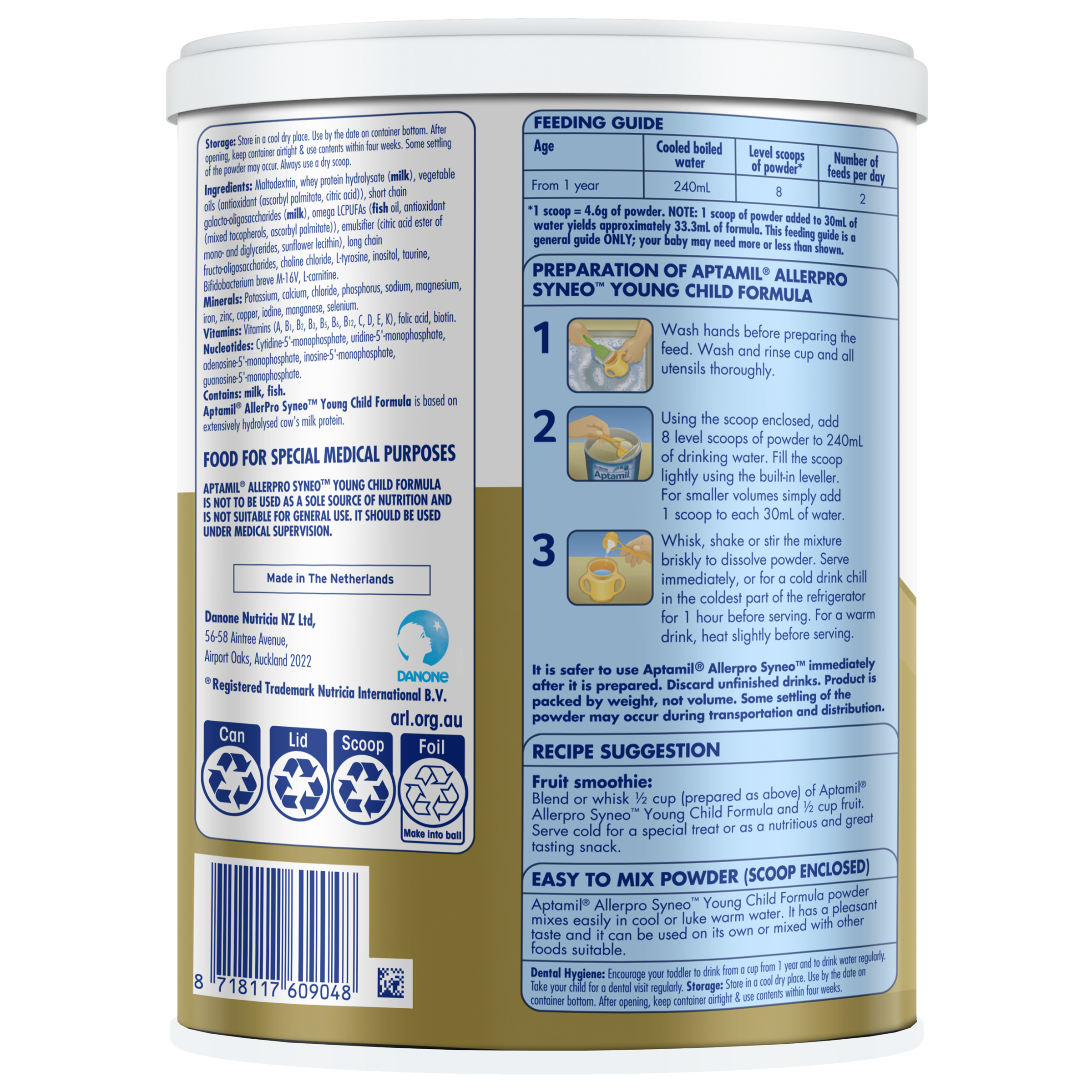 Aptamil Allerpro Syneo Premium Allergy Toddler Milk Drink From 12+ Months 900g - Image 2