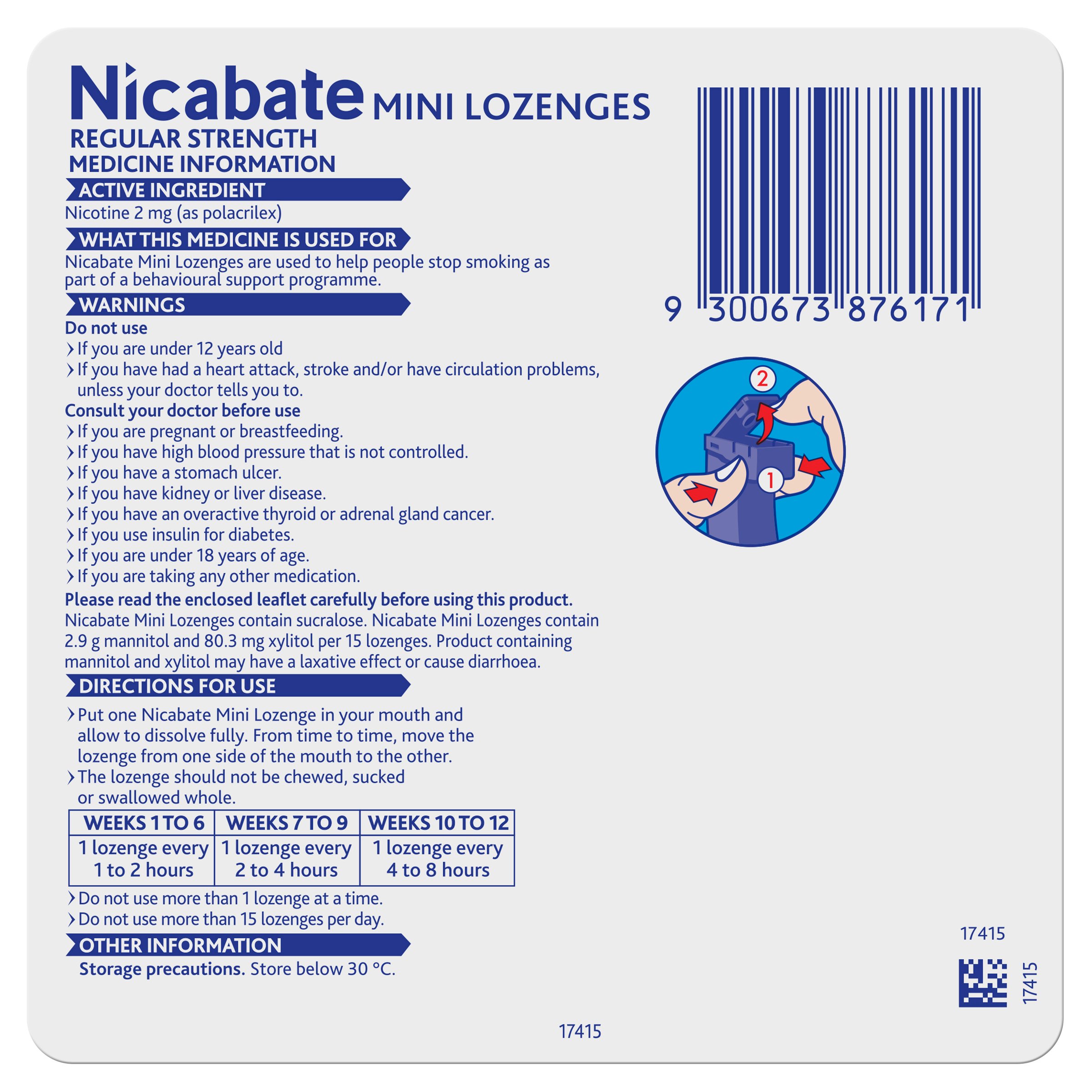 Nicabate Minis Lozenge Mint 2mg - 20 pack - Image 2