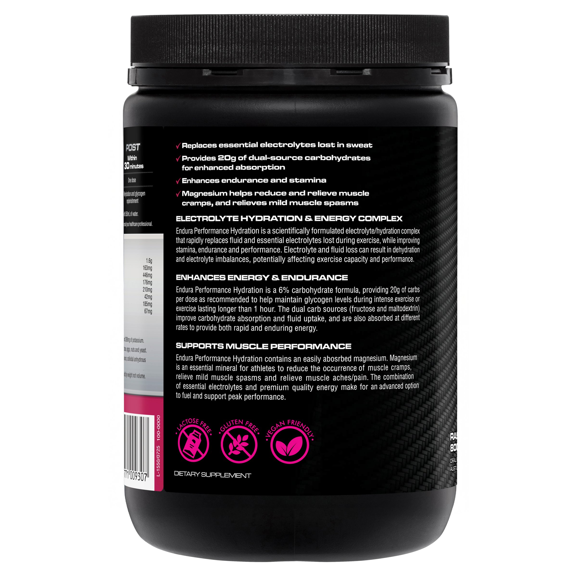 Endura Rehydration Performance Fuel Raspberry 800g - Image 3