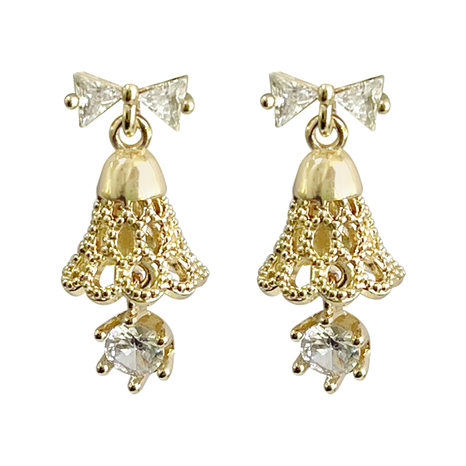 Wicked Sista Crystal Bell Earrings Gold 1 each