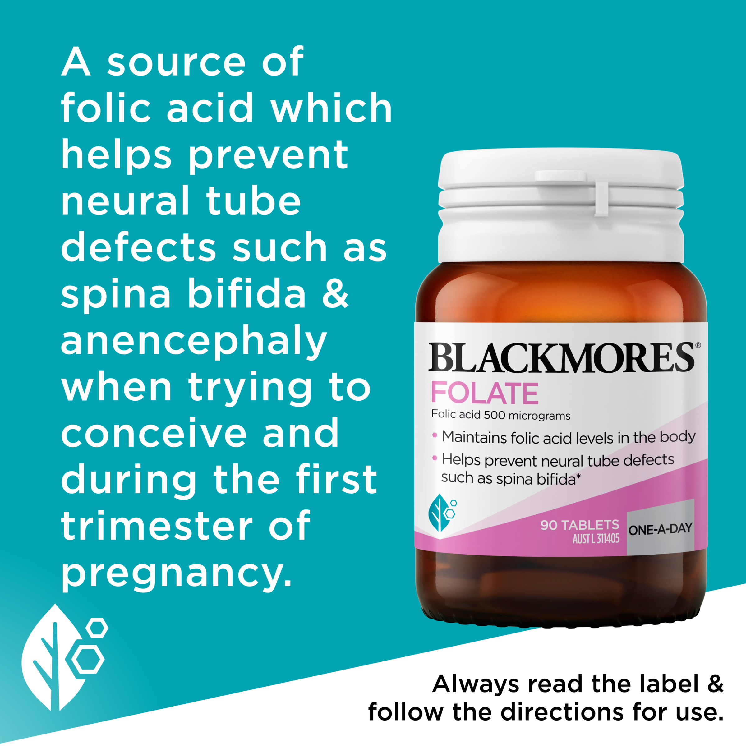 Blackmores Folate 500mcg - 90 tablets - Image 6
