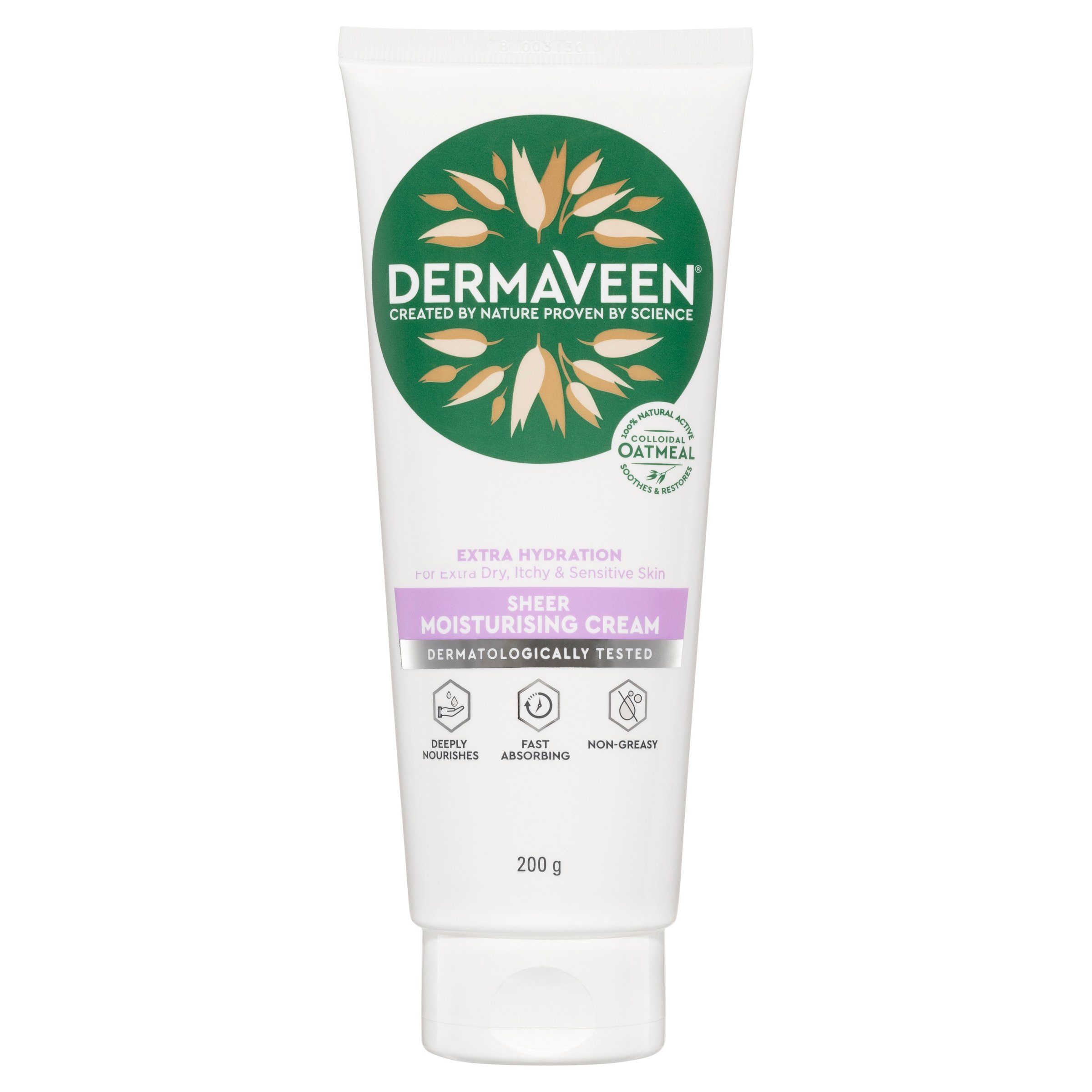 DermaVeen Extra Hydration Sheer Moisturising Cream 200g - Image 1