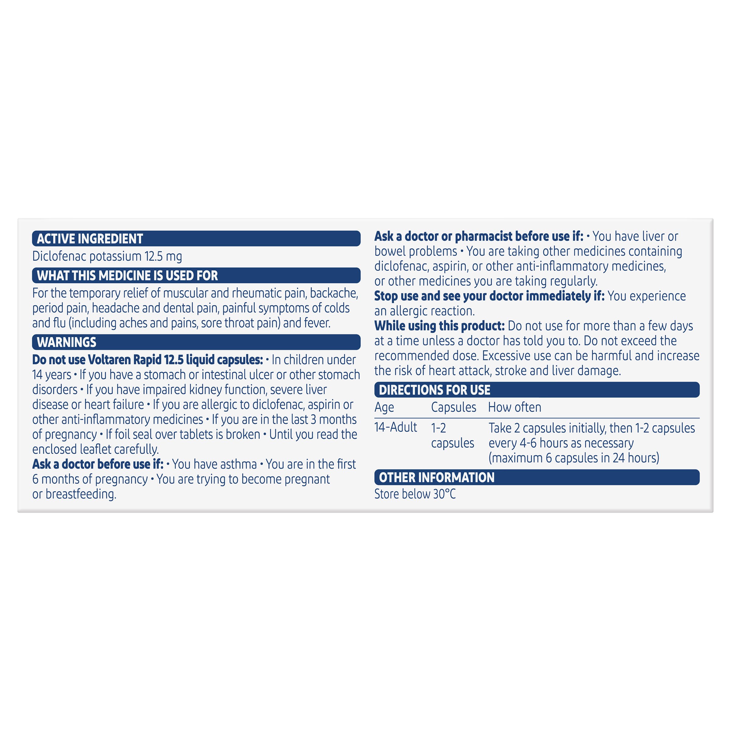 Voltaren Rapid 12.5mg - 20 liquid capsules - Image 2