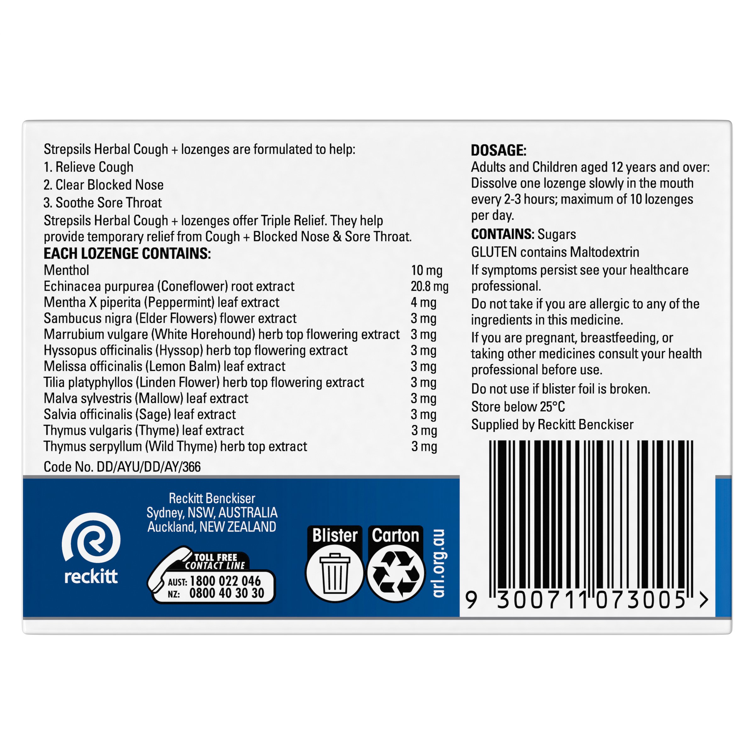 Strepsils Herbal Honey Lemon 16 lozenges - Image 2