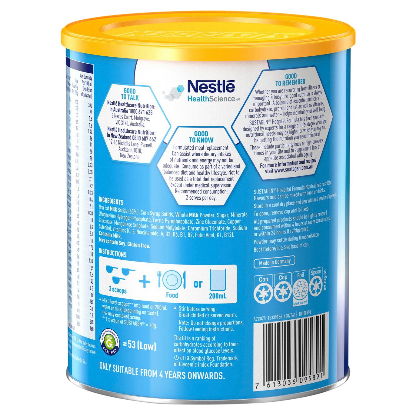 Sustagen Hospital Formula Neutral Flavour 840g - Image 3