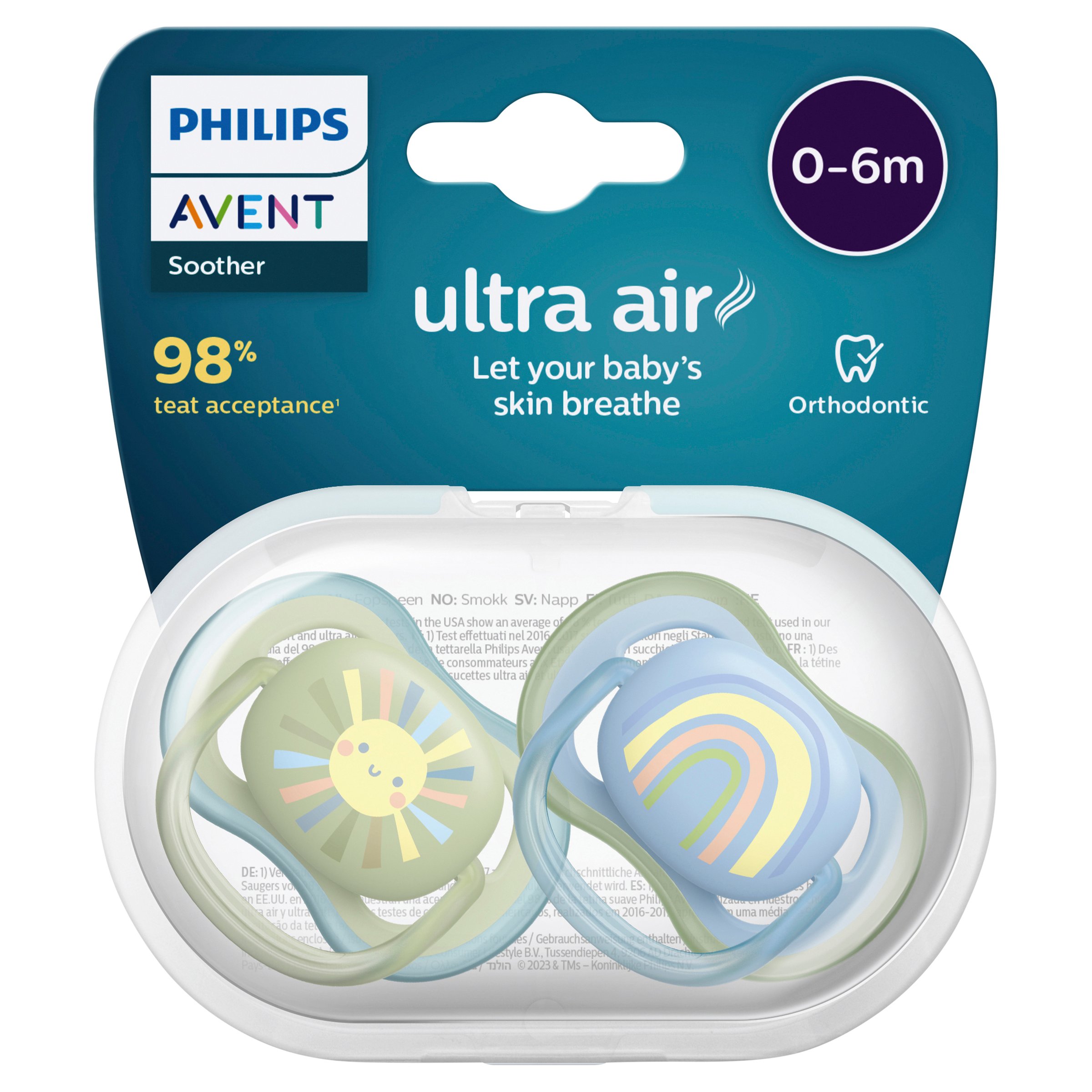 Avent Ultra Air Soother 0-6 Months Deco Mixed 2 pack - Image 1