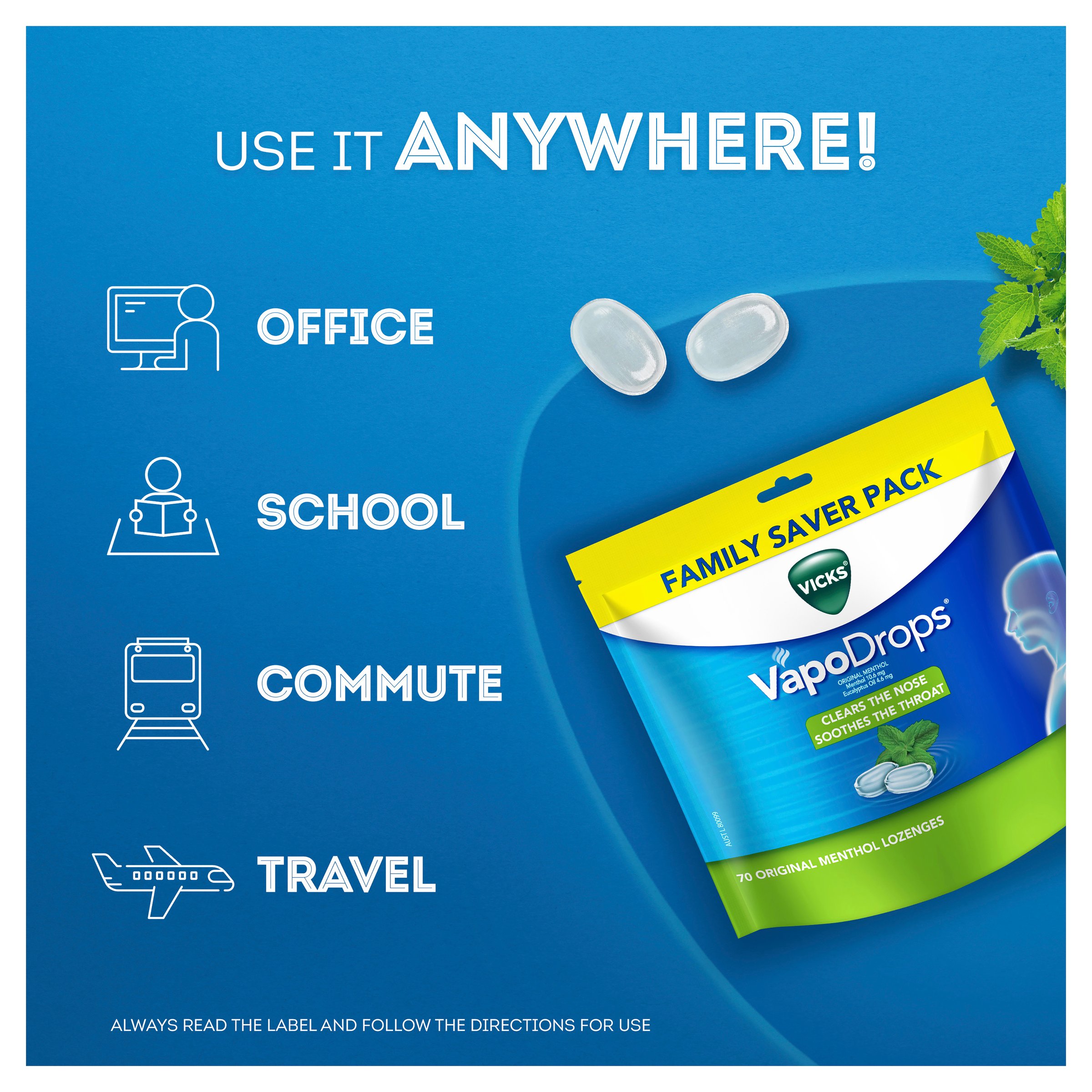 Vicks VapoDrops Original Menthol 70 pack - Image 7