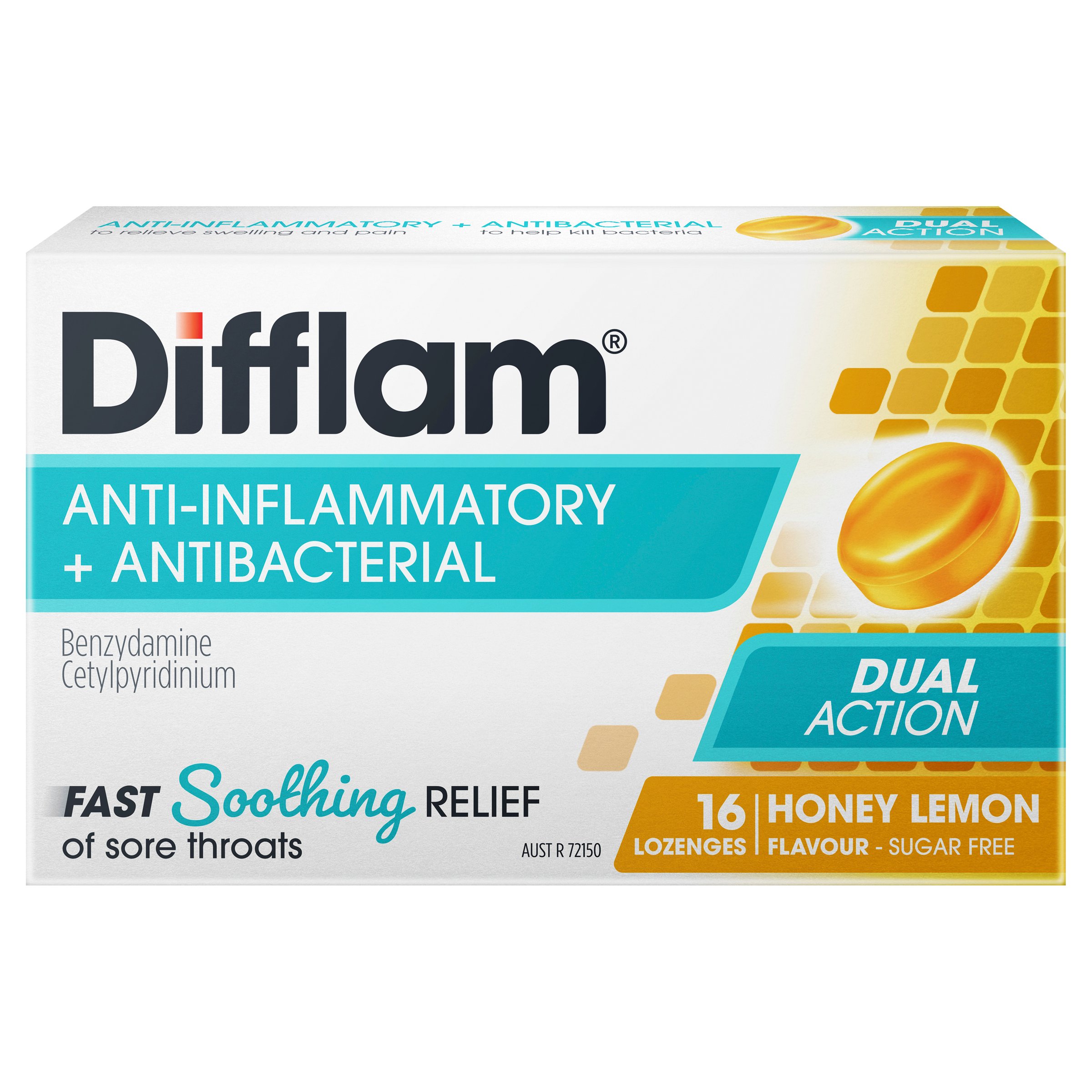 Difflam Honey Lemon Sugar Free 16 lozenges - Image 1