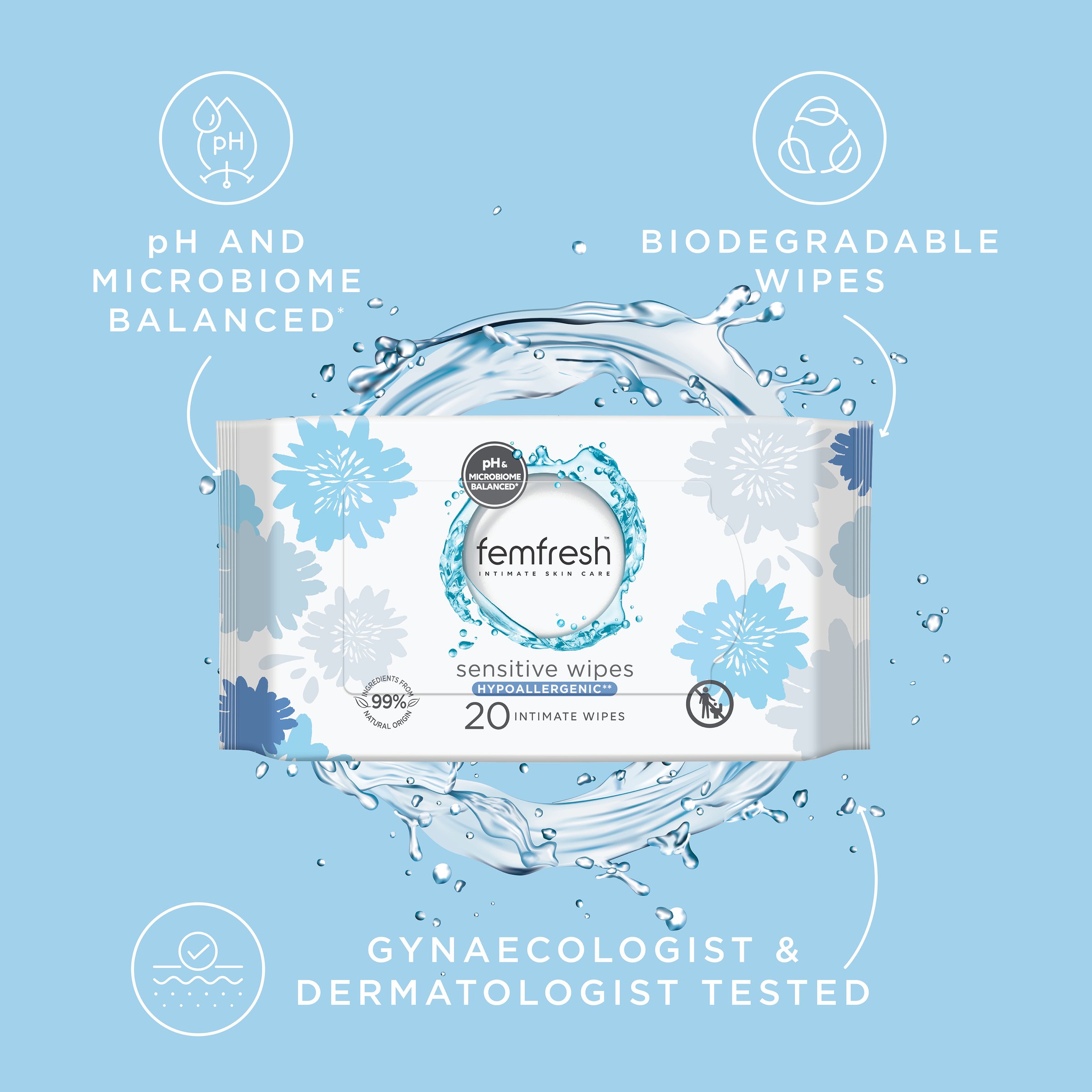Femfresh Sensitive Wipes 20 pack - Image 9