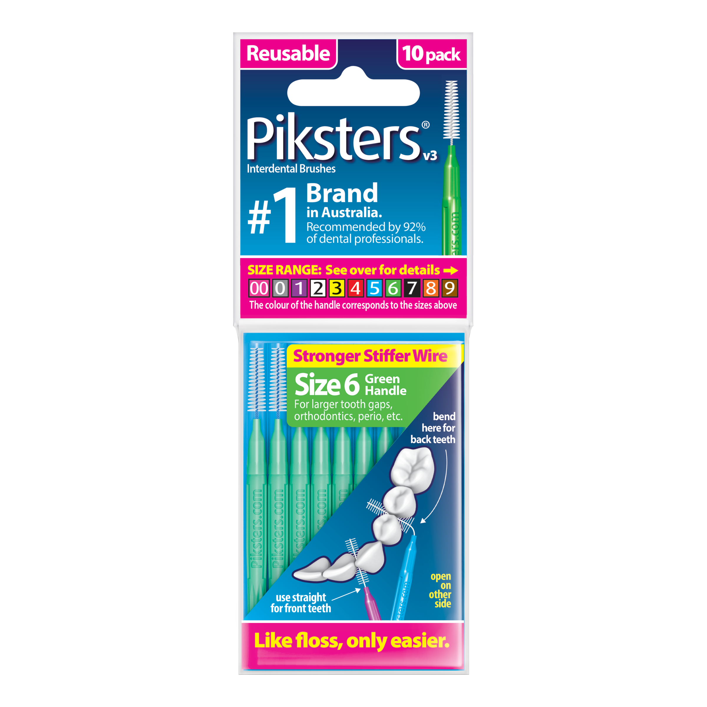 Piksters Interdental Brush Size 6 Green 10 pack - Image 1