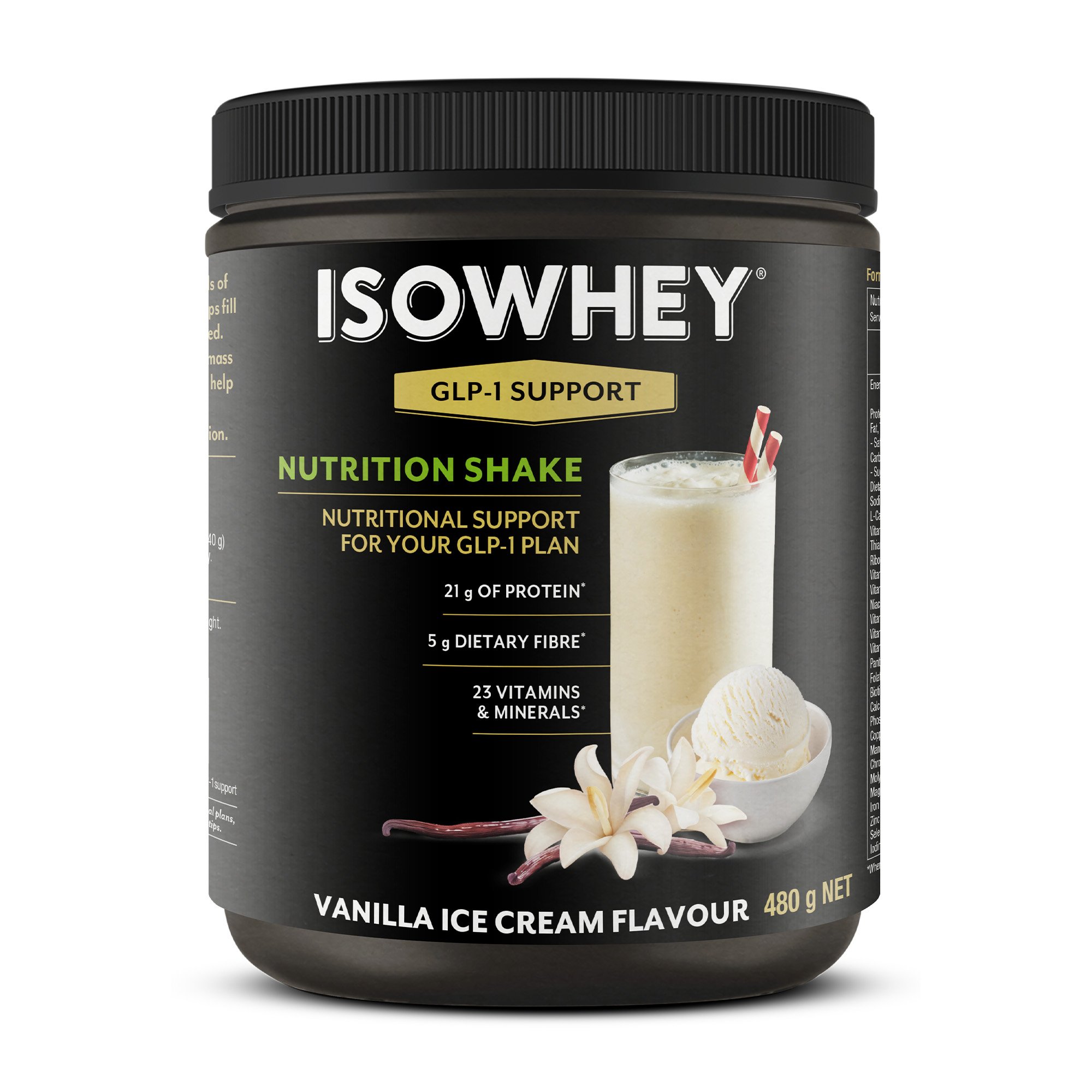 Isowhey GLP-1 Support Nutrition Shake Vanilla 480g - Image 1
