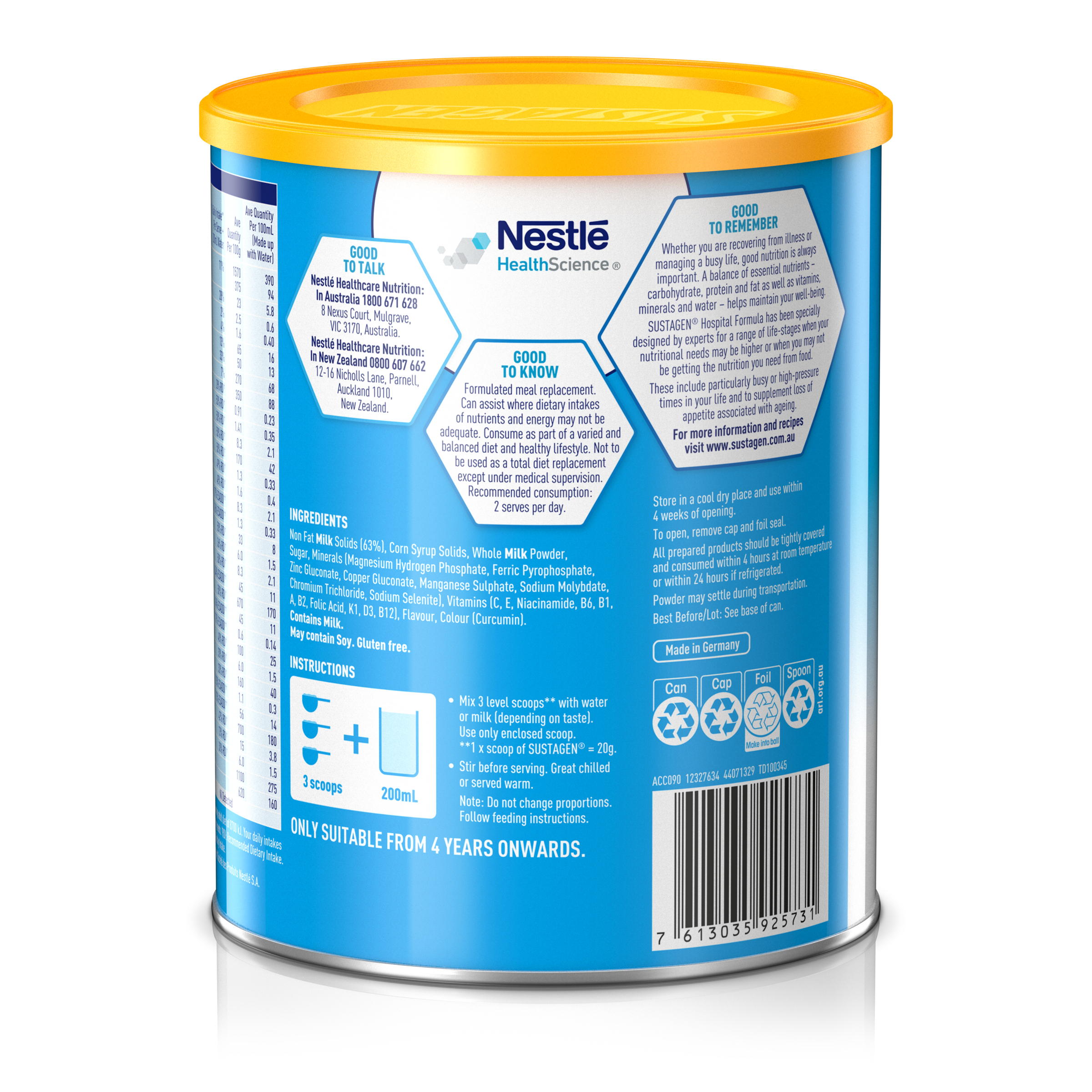 Sustagen Hospital Formula Banana Flavour 840g - Image 3
