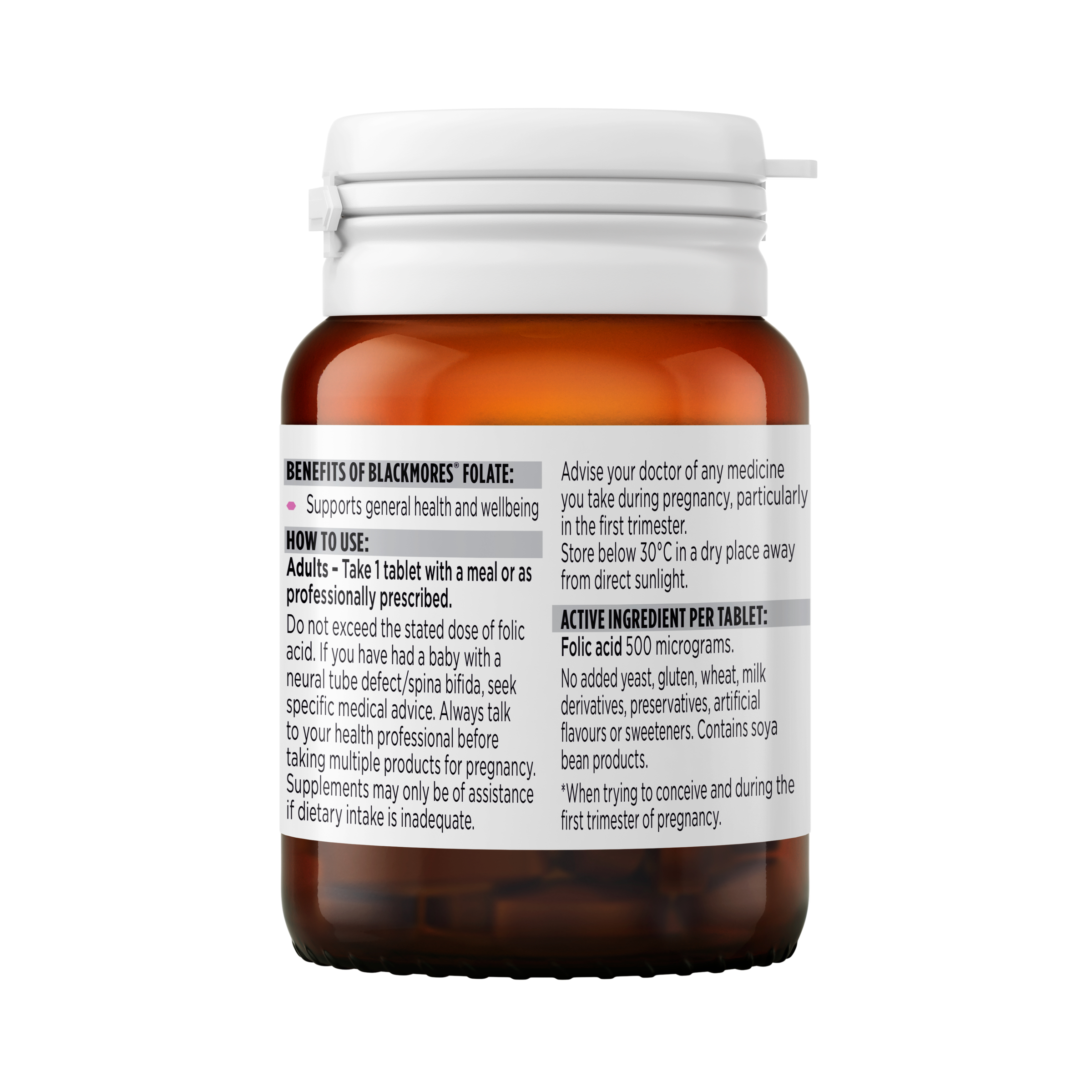 Blackmores Folate 500mcg - 90 tablets - Image 2