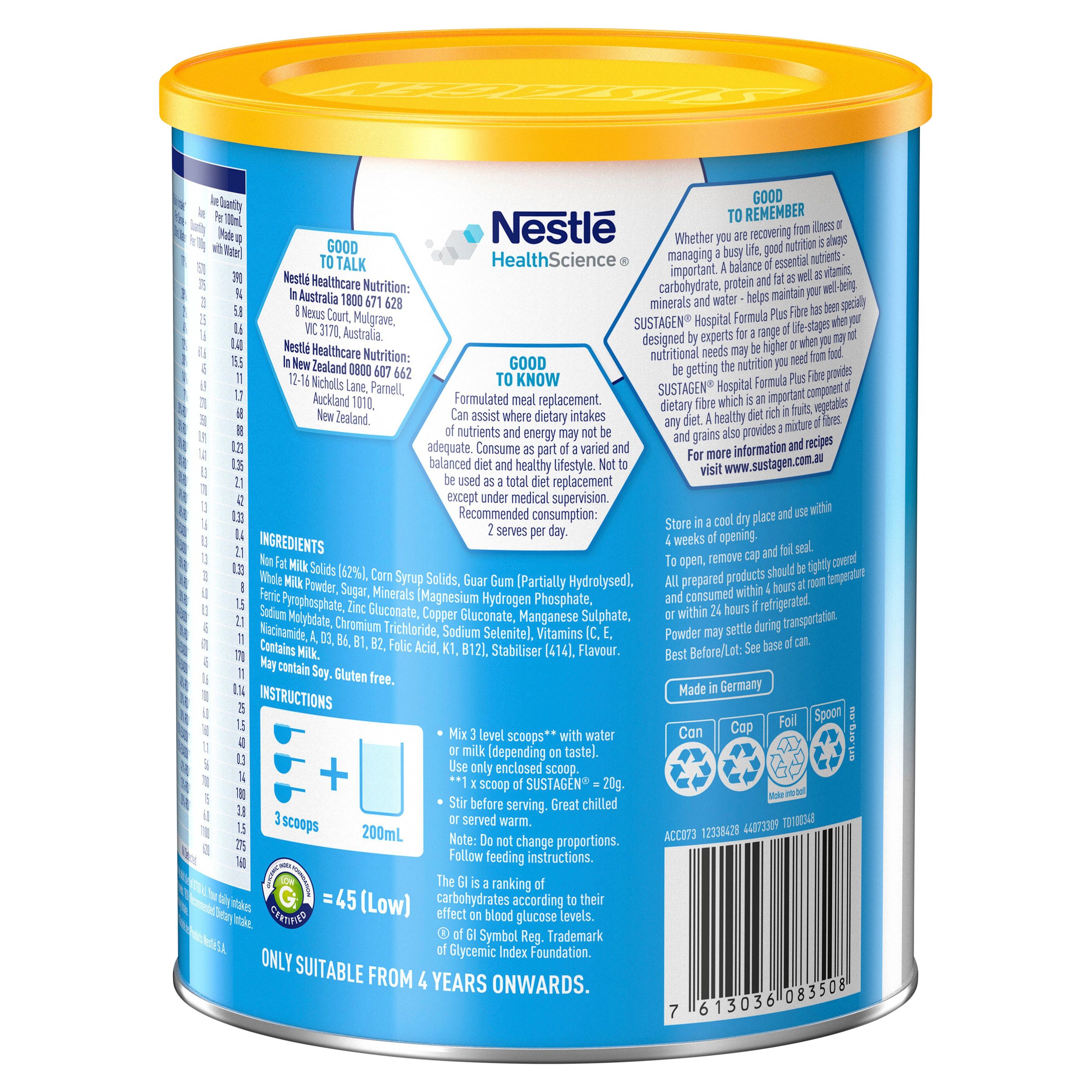Sustagen Hospital Formula Plus Fibre Vanilla Flavour 840g - Image 3