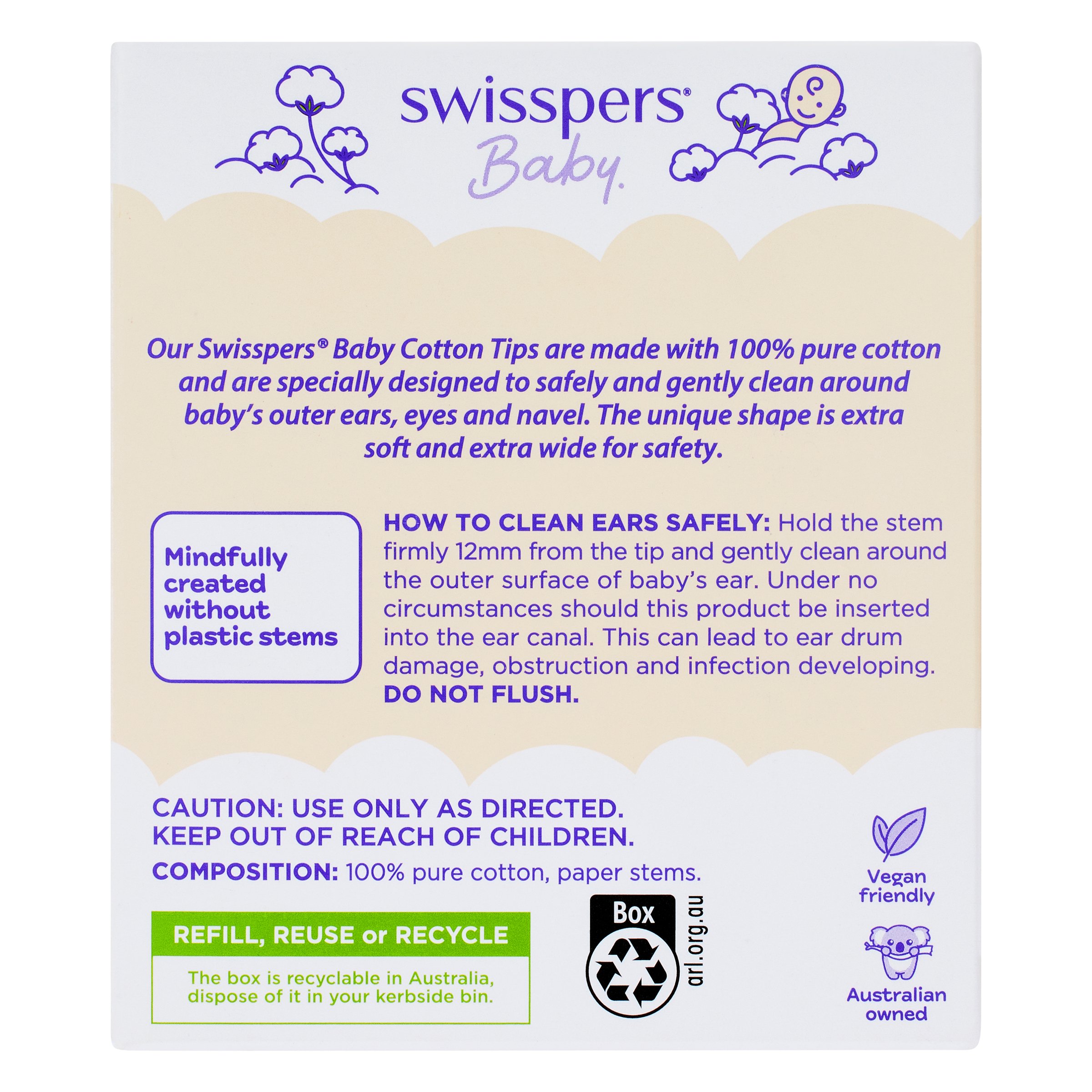 Swisspers Baby Cotton Tips Paper Stems 40 pack - Image 2