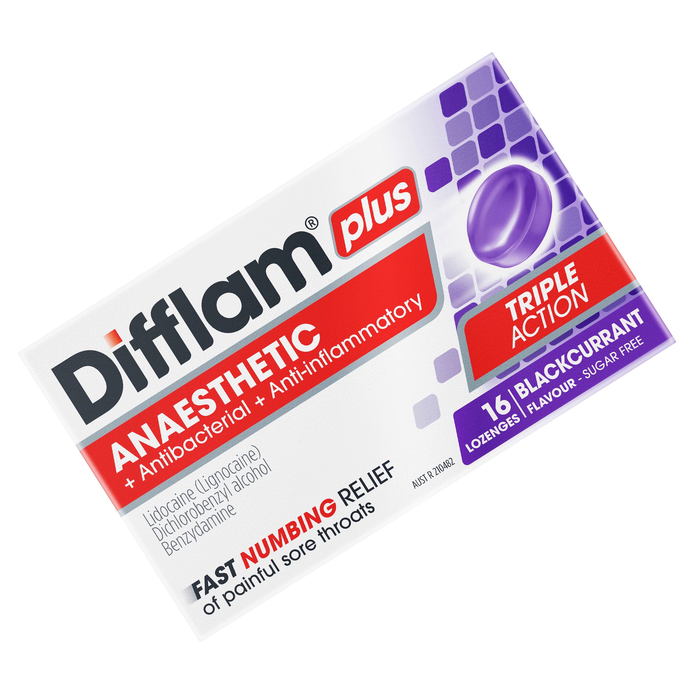 Difflam Plus Anaesthetic Triple Action Blackcurrant 16 lozenges - Image 8