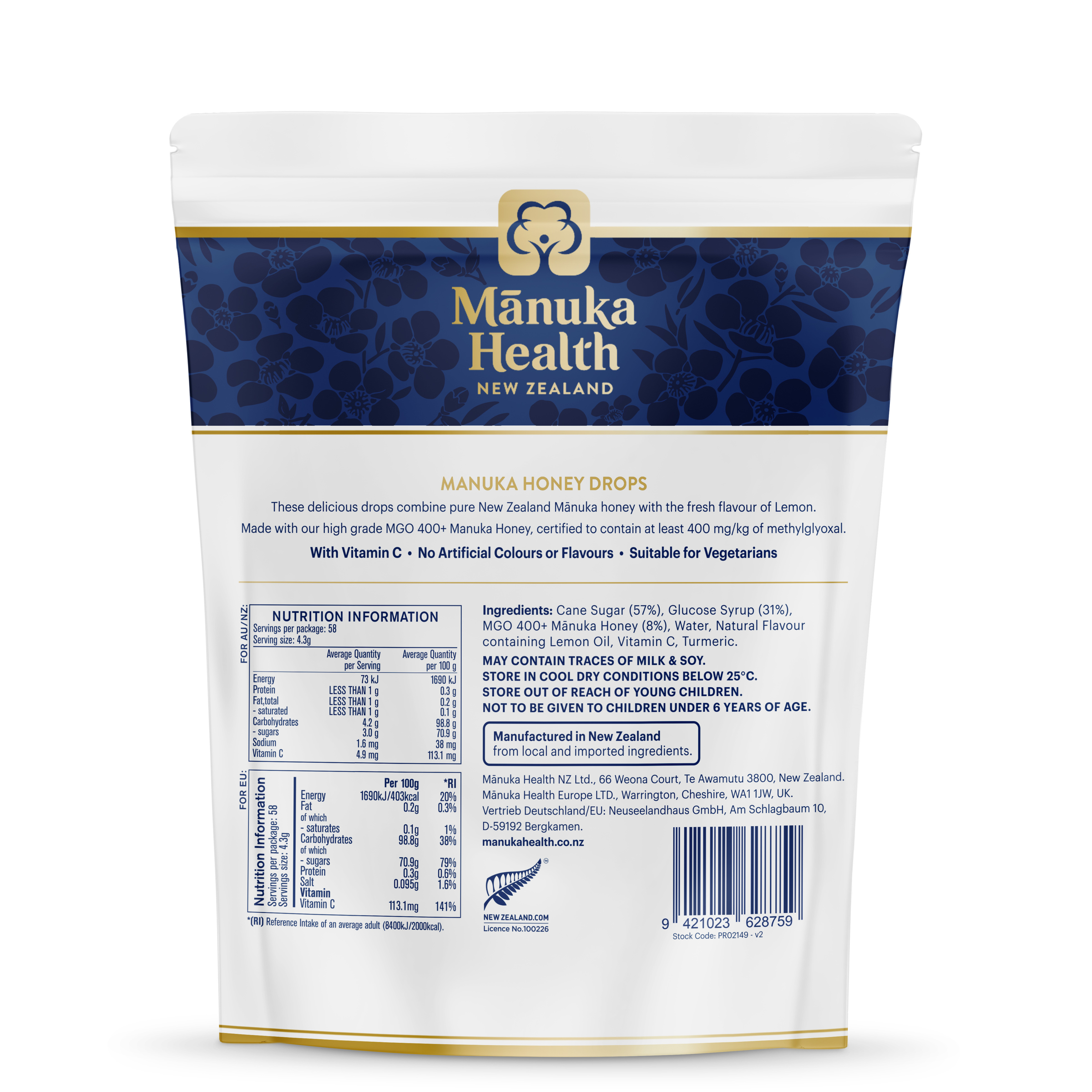 Manuka Health Honey Drops Lemon 58 pack - Image 2