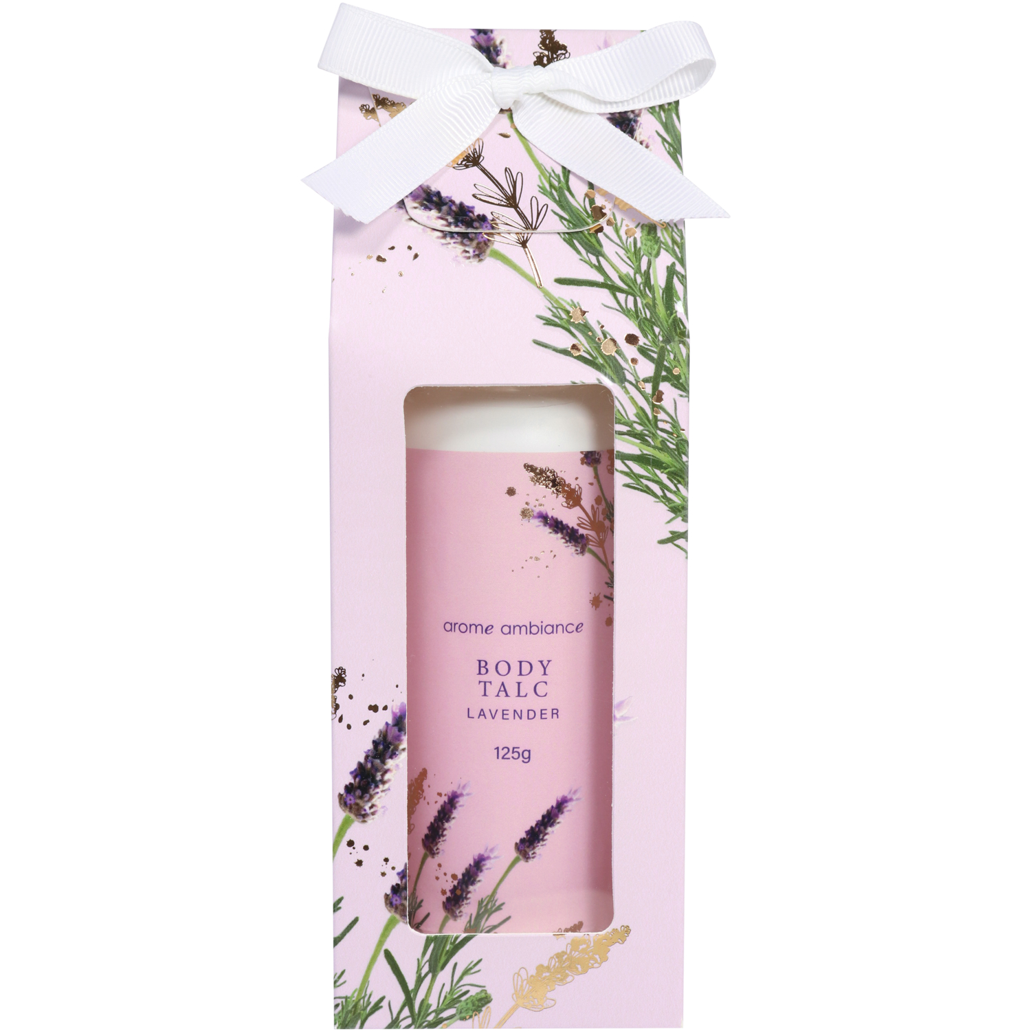Arome Ambiance Floral Glimmer Boxed Body Talc Lavender 125g - Image 1