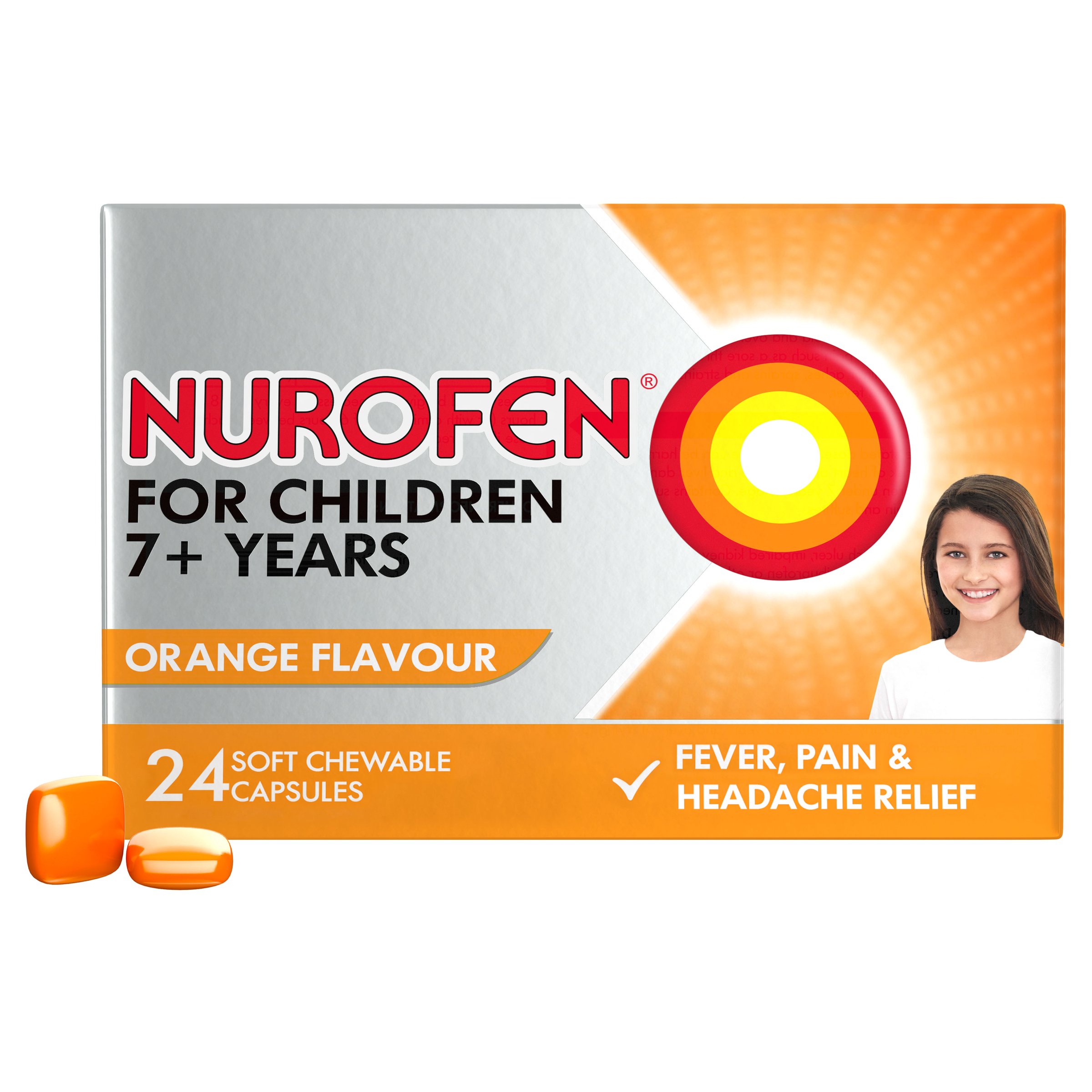 Nurofen for Children 7+ Years Orange 100mg 24 chewable capsules - Image 12