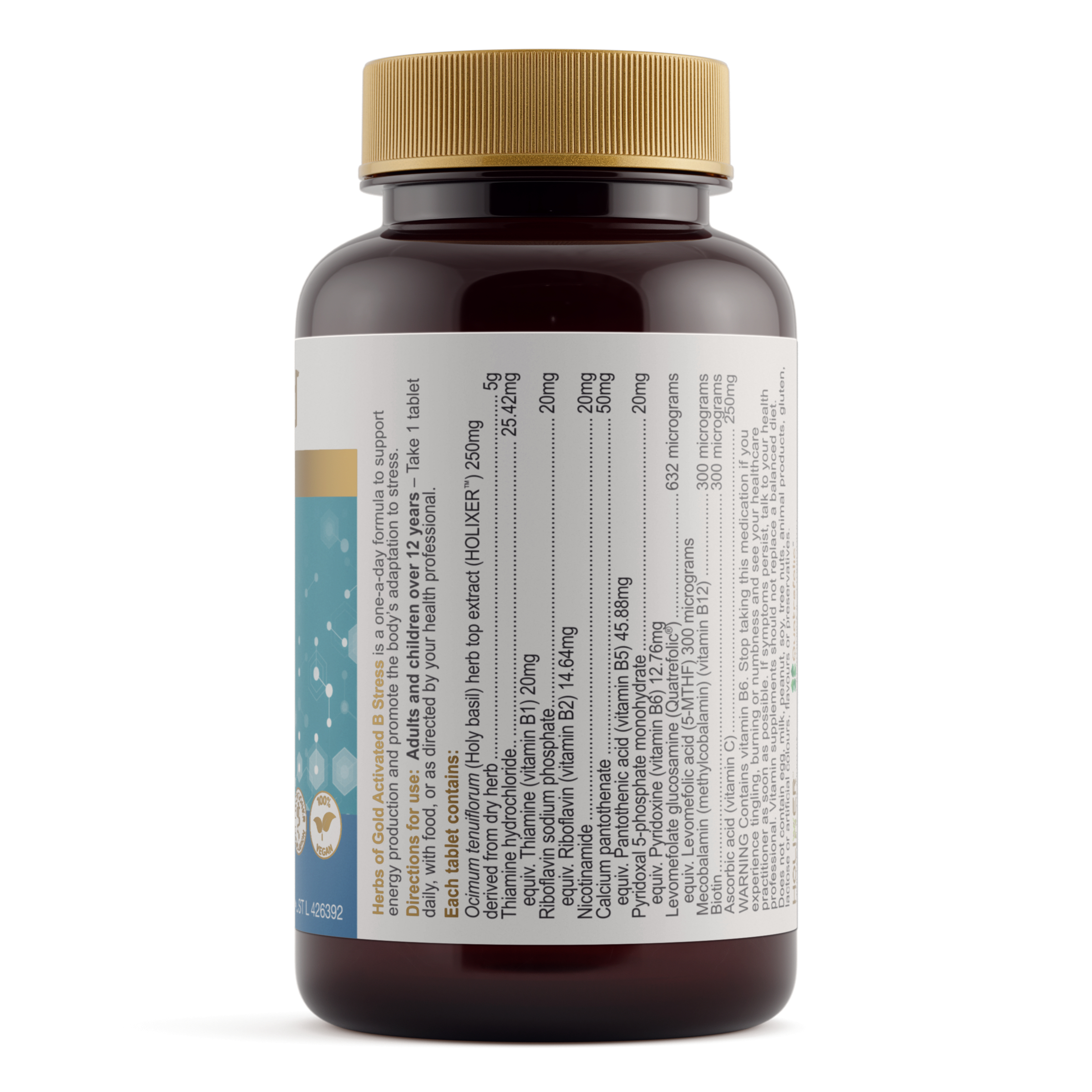 Herbs of Gold Activated B Stress 60 tablets - Image 2