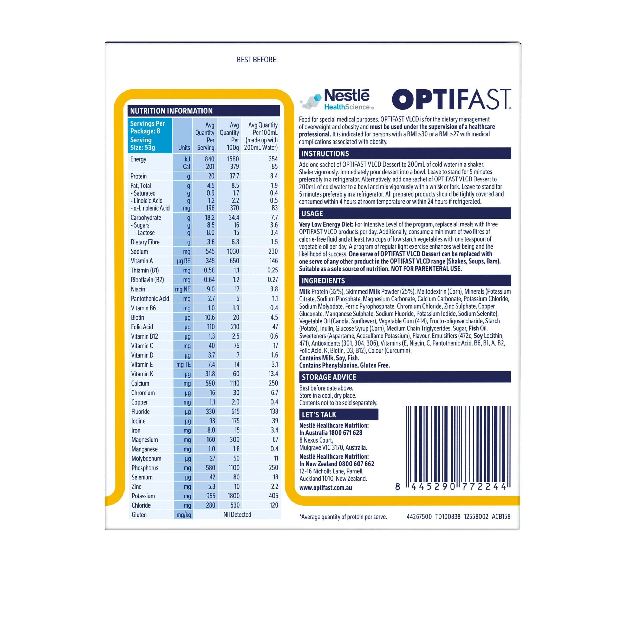 Optifast VLCD Dessert Lemon Creme - 8 pack - Image 2