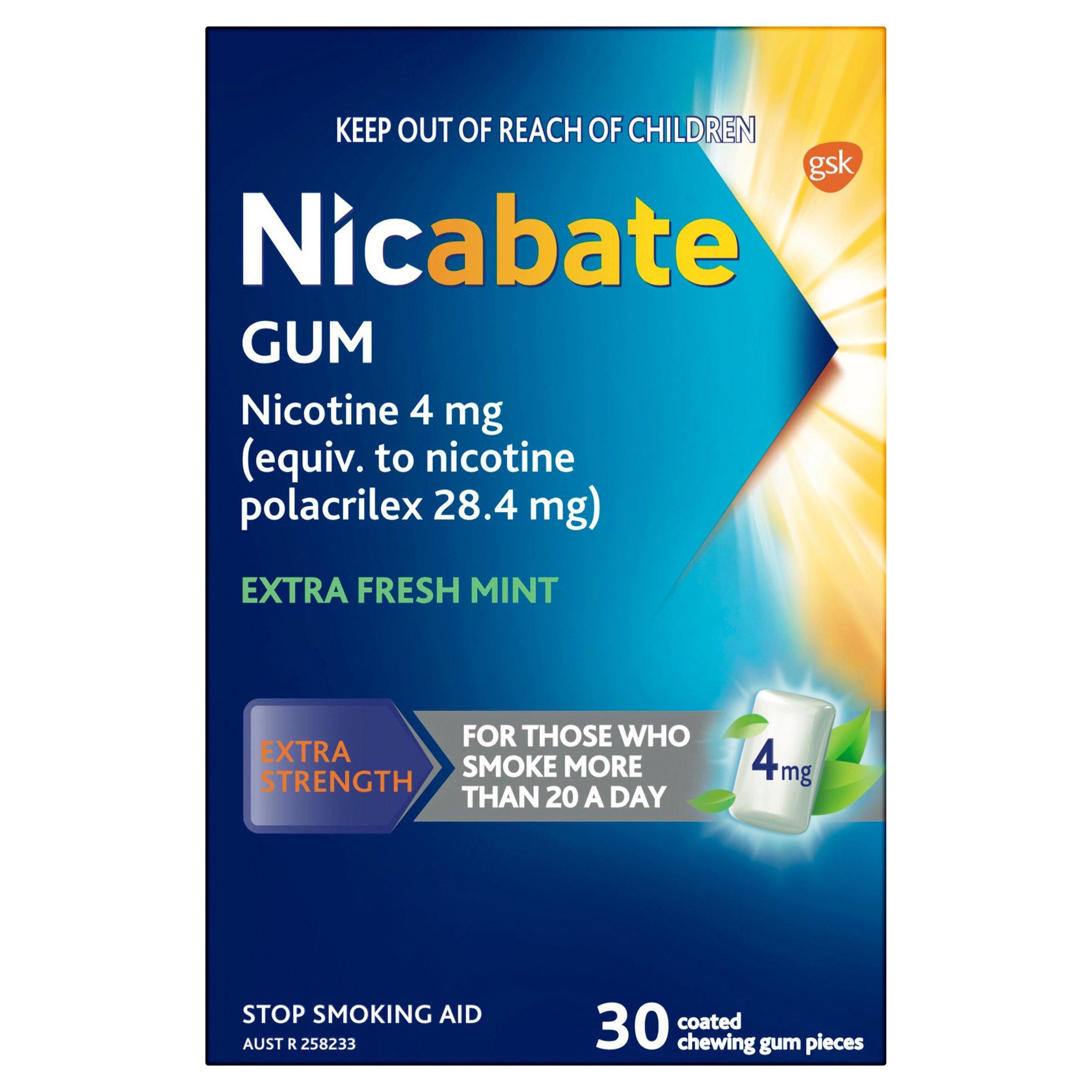 Nicabate Gum 4mg - 30 pieces - Image 1