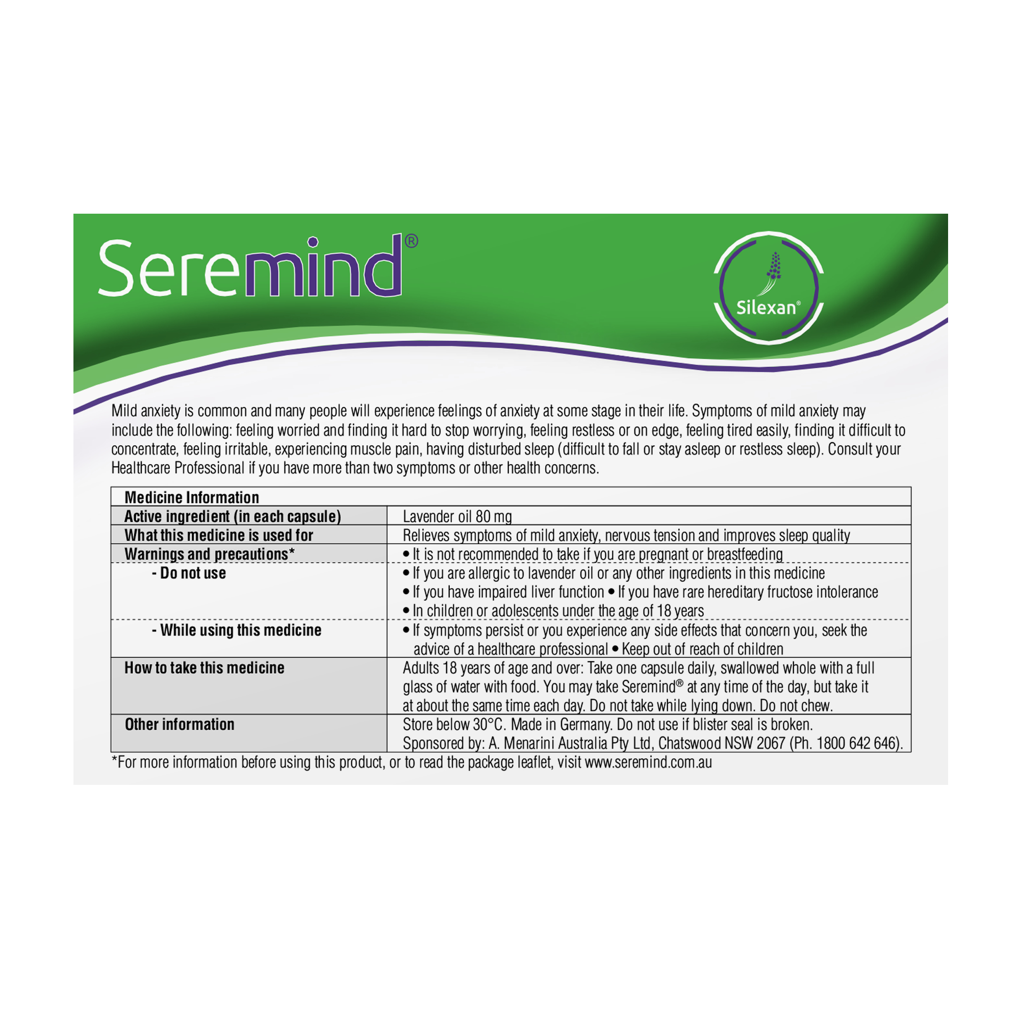 Seremind Lavender Oil 80mg - 56 capsules - Image 2
