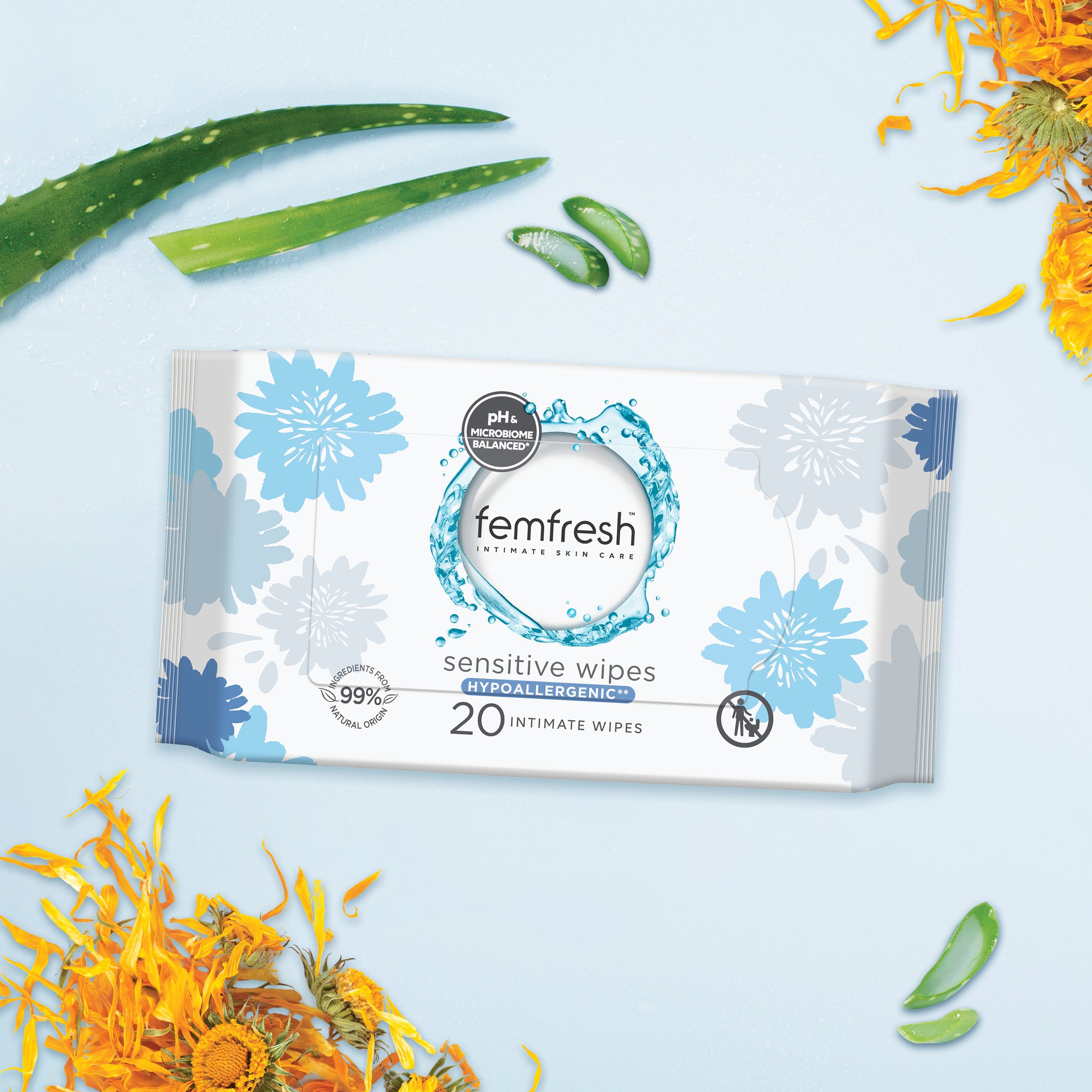 Femfresh Sensitive Wipes 20 pack - Image 7