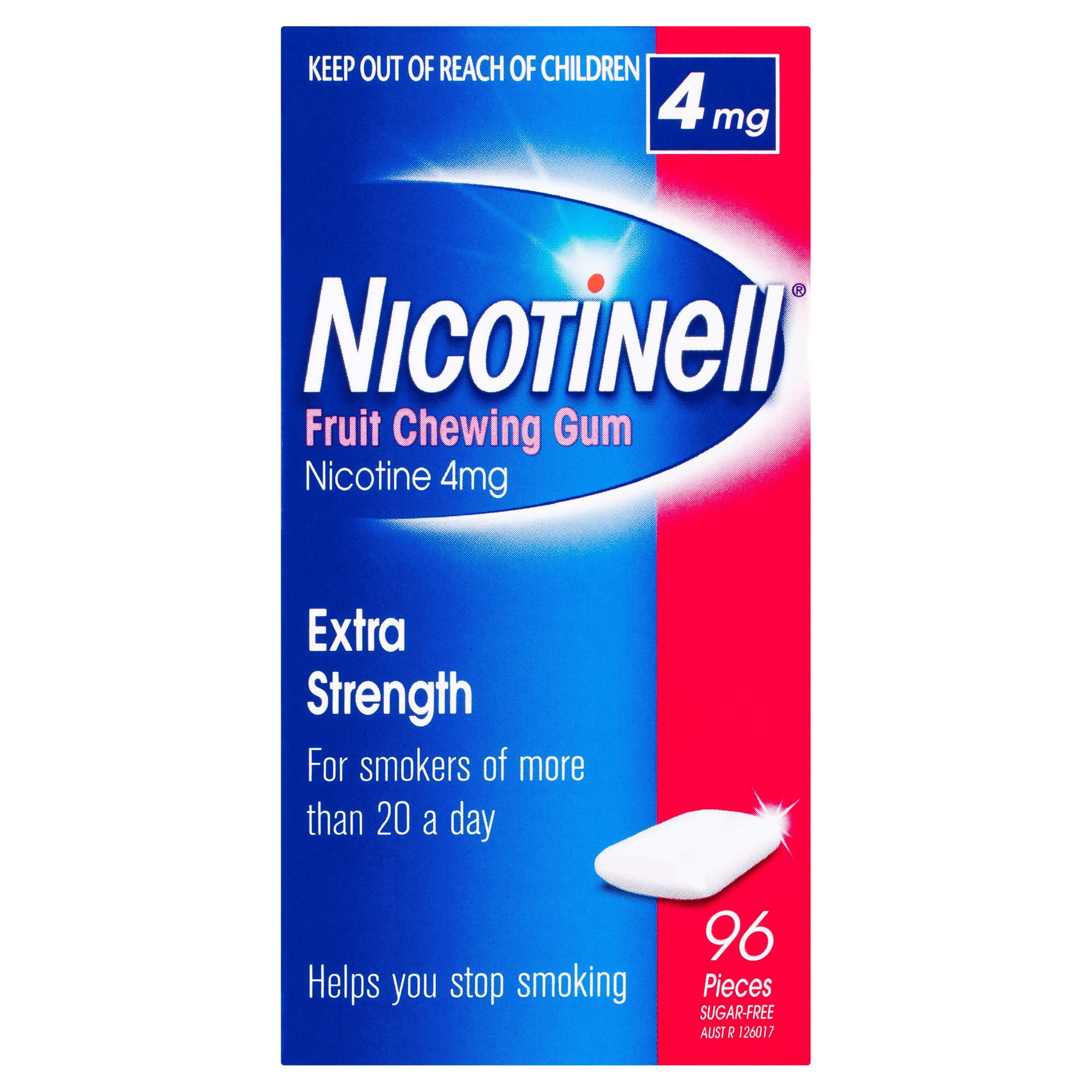 Nicotinell Fruit Nicotine Chewing Gum 4mg Extra Strength 96 pieces - Image 1