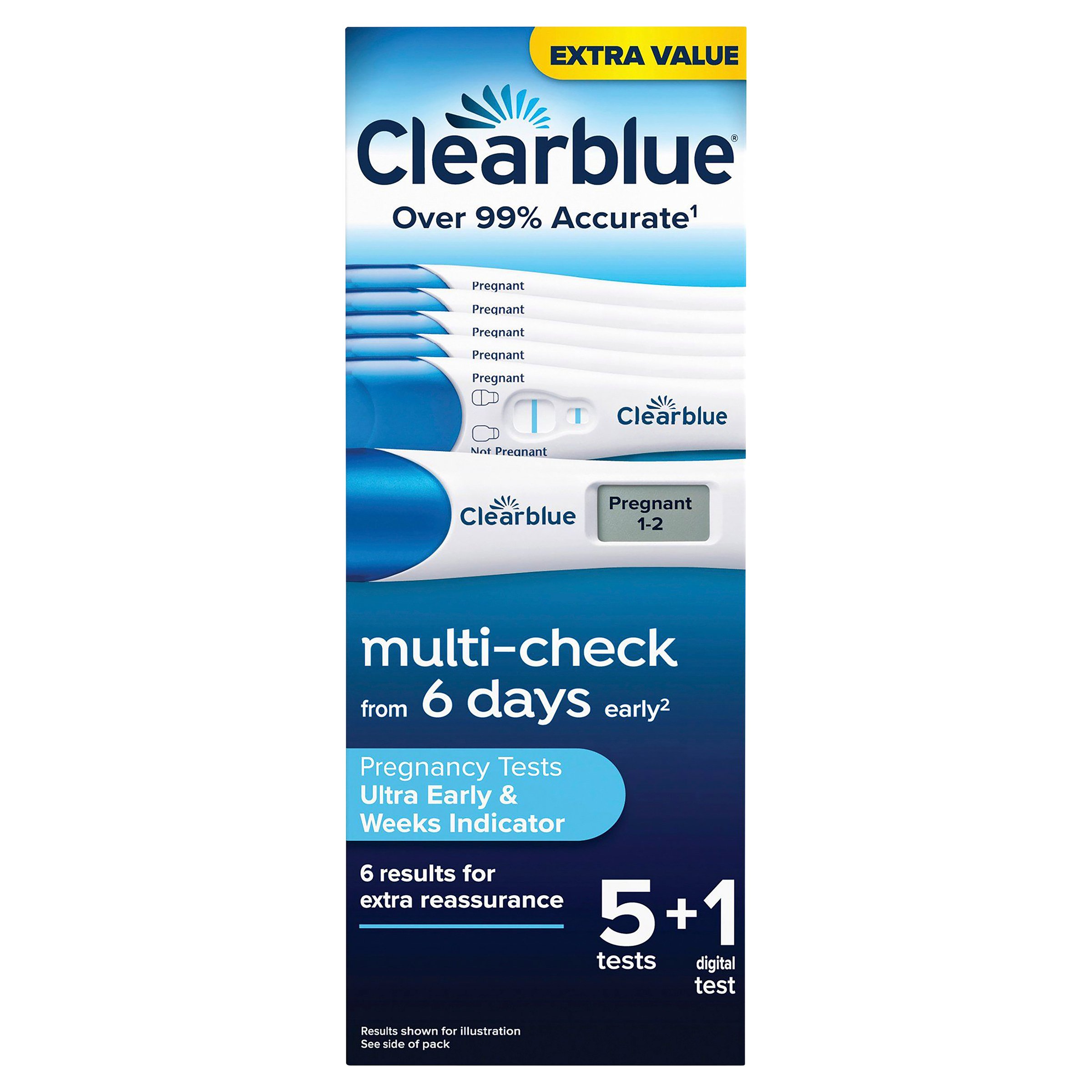 Clearblue Pregnancy Test Ultra Early Multi-Check & Date Combo Pack 6 pack - Image 1