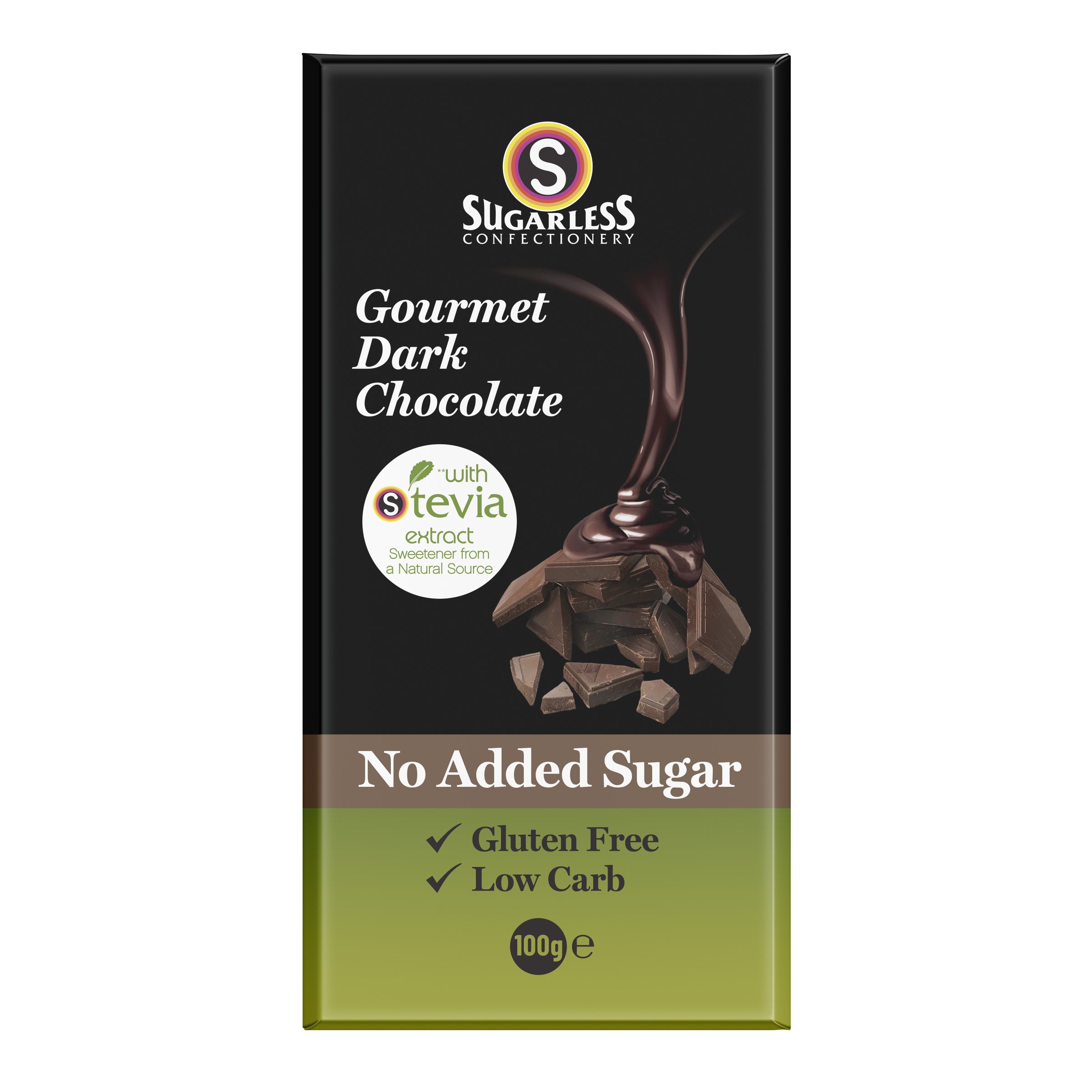Sugarless Stevia Gourmet Dark Chocolate 100g - Image 1
