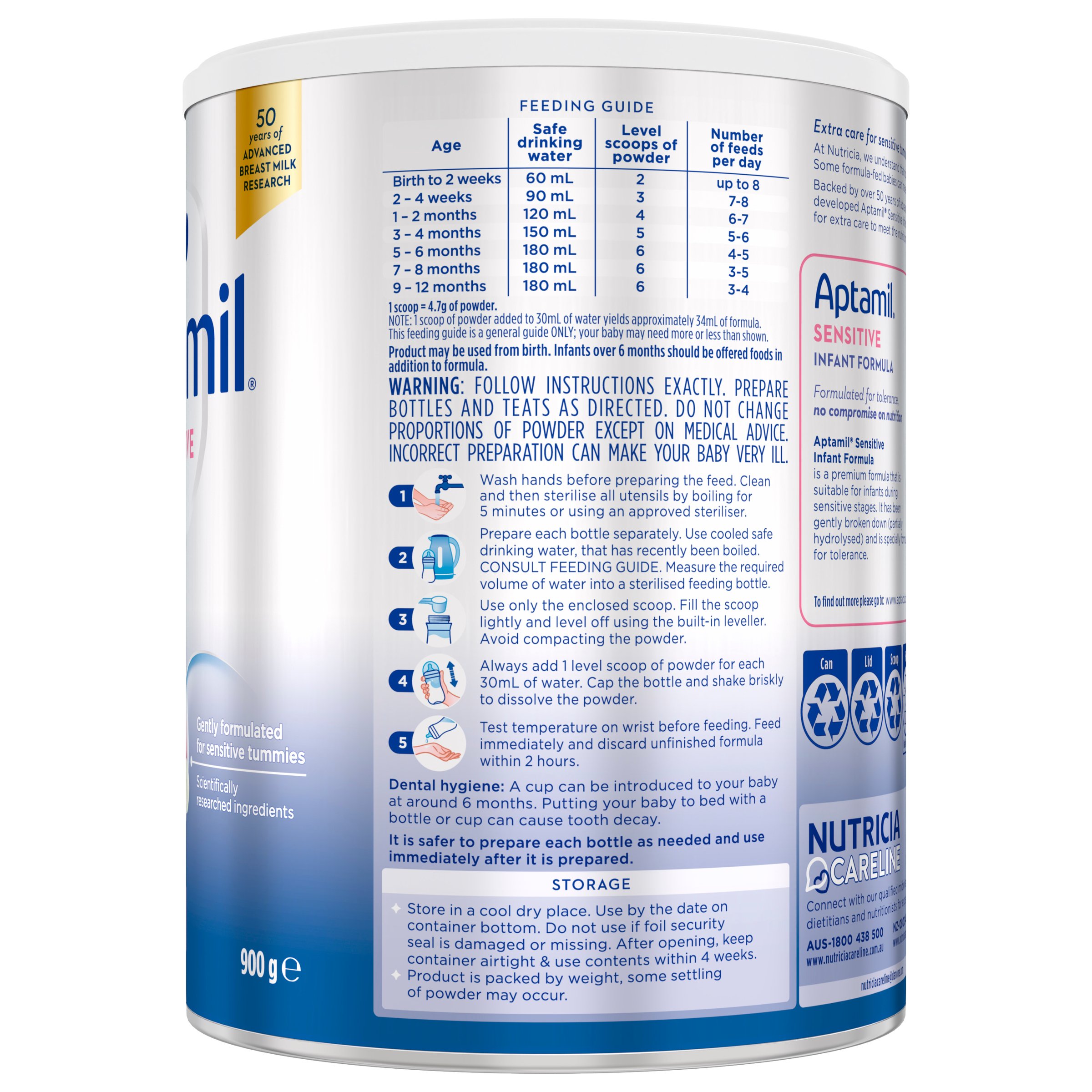 Aptamil Sensitive Premium Baby Formula From 0 To 12 Months 900g - Image 4