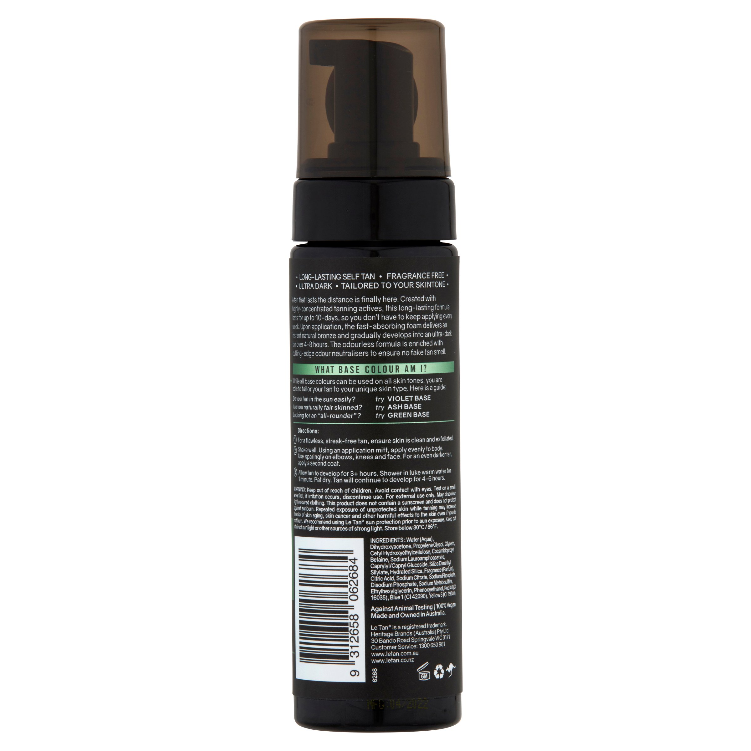 Le Tan Gold Stay Self Tanning Foam - Green Base 200ml - Image 2