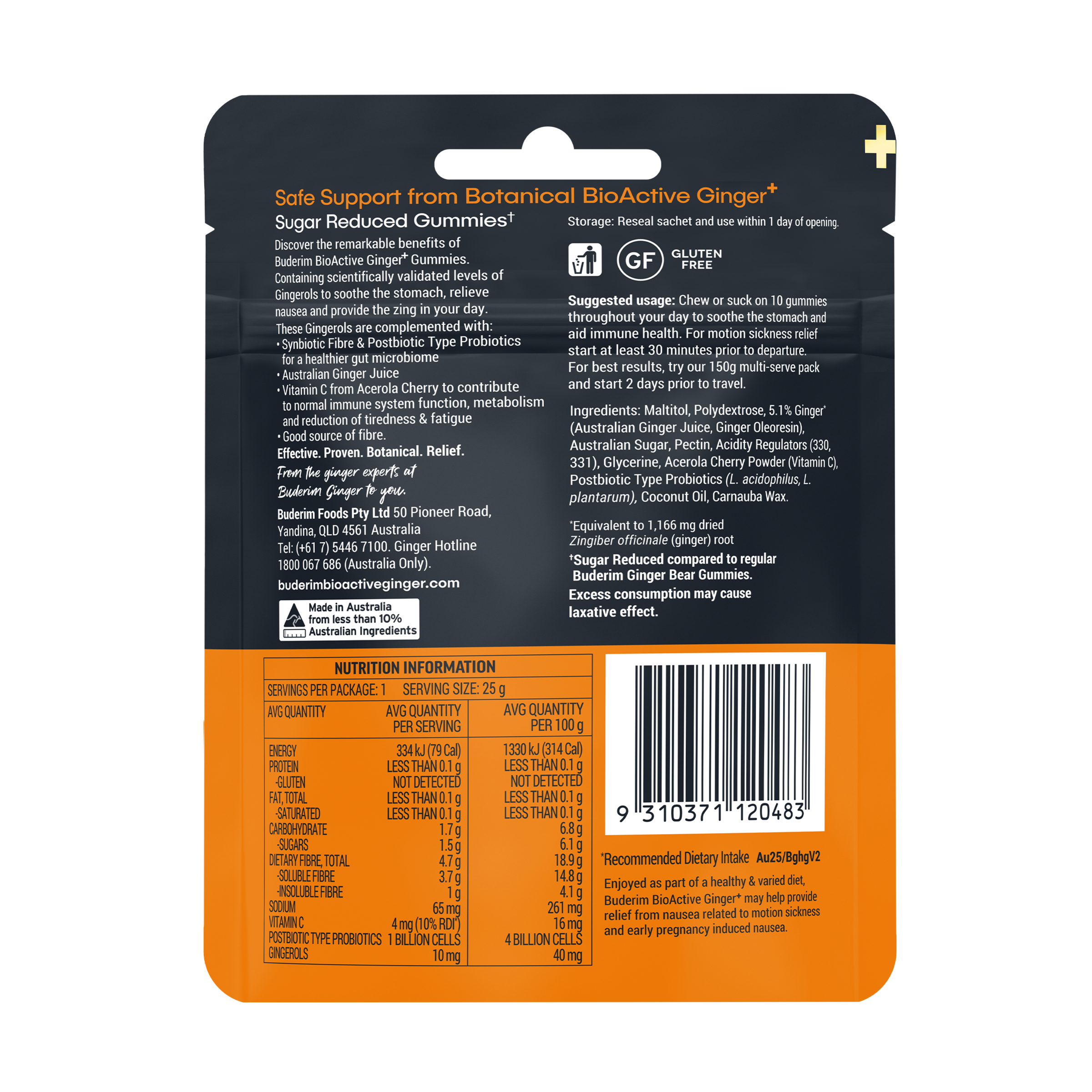 Buderim Bioactive Ginger+ Gummie Bears 25g - Image 2