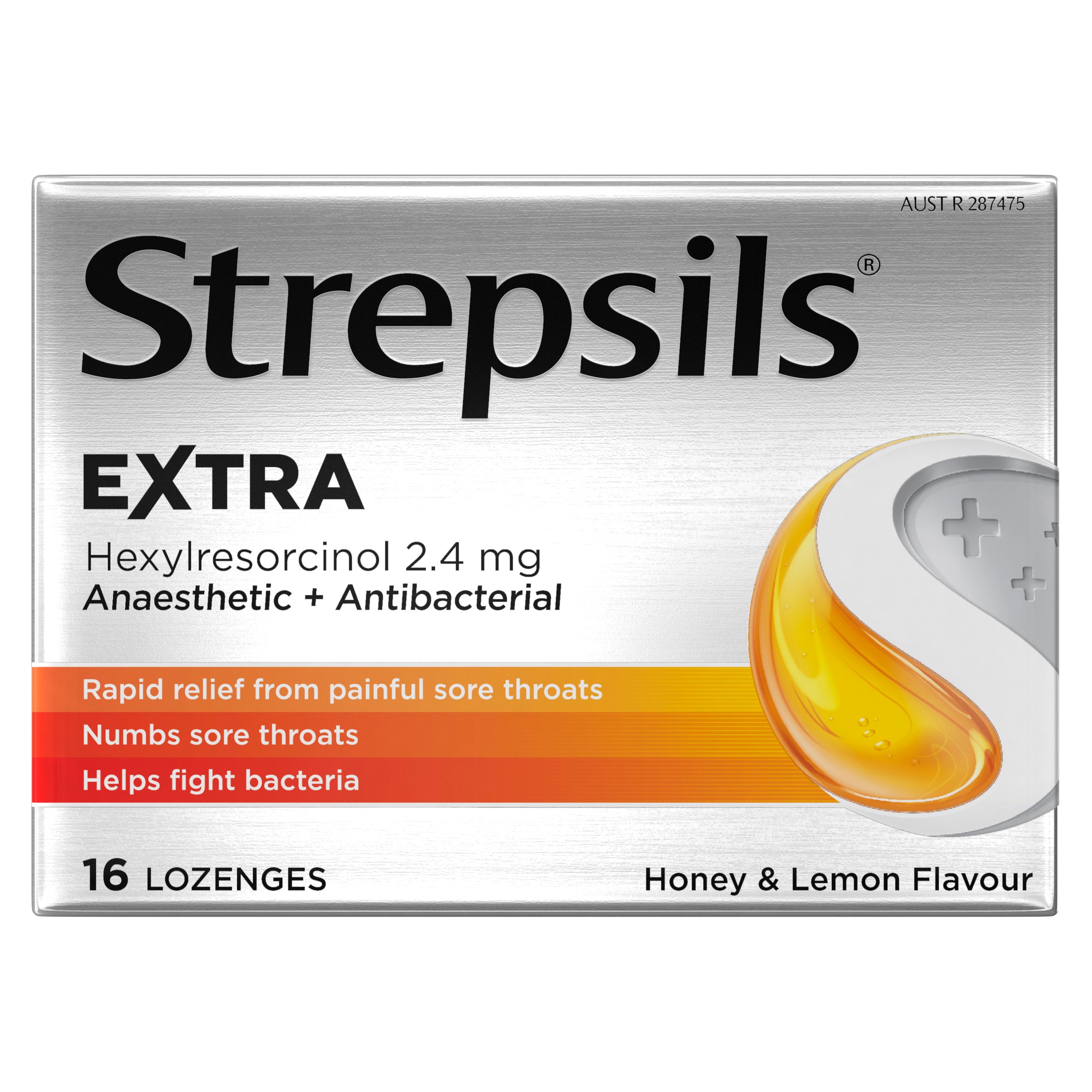 Strepsils Extra Honey & Lemon Throat 16 lozenges - Image 1