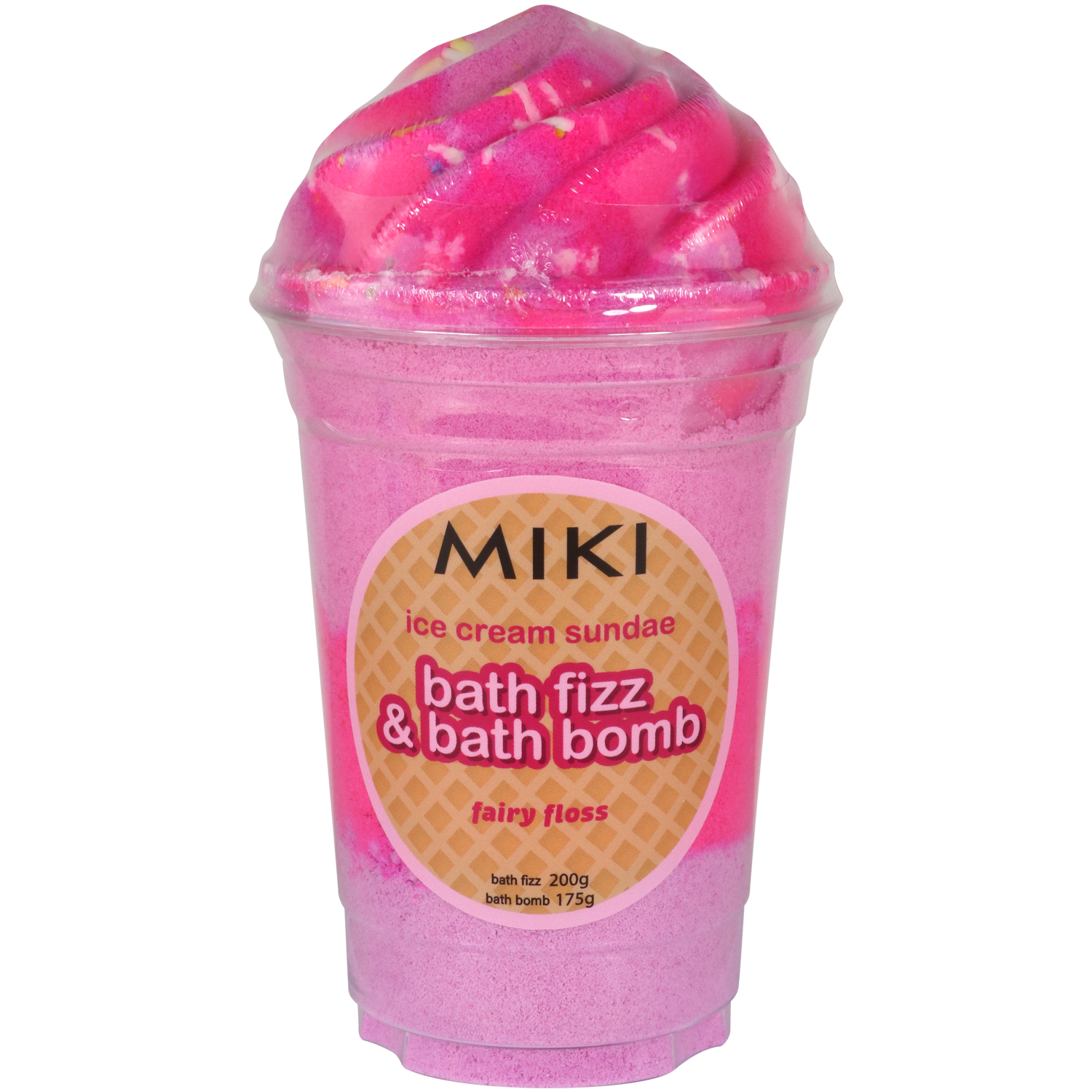 Miki Ice Cream Sundae Bath Bomb & Bath Fizz Fairy Floss 2 piece
