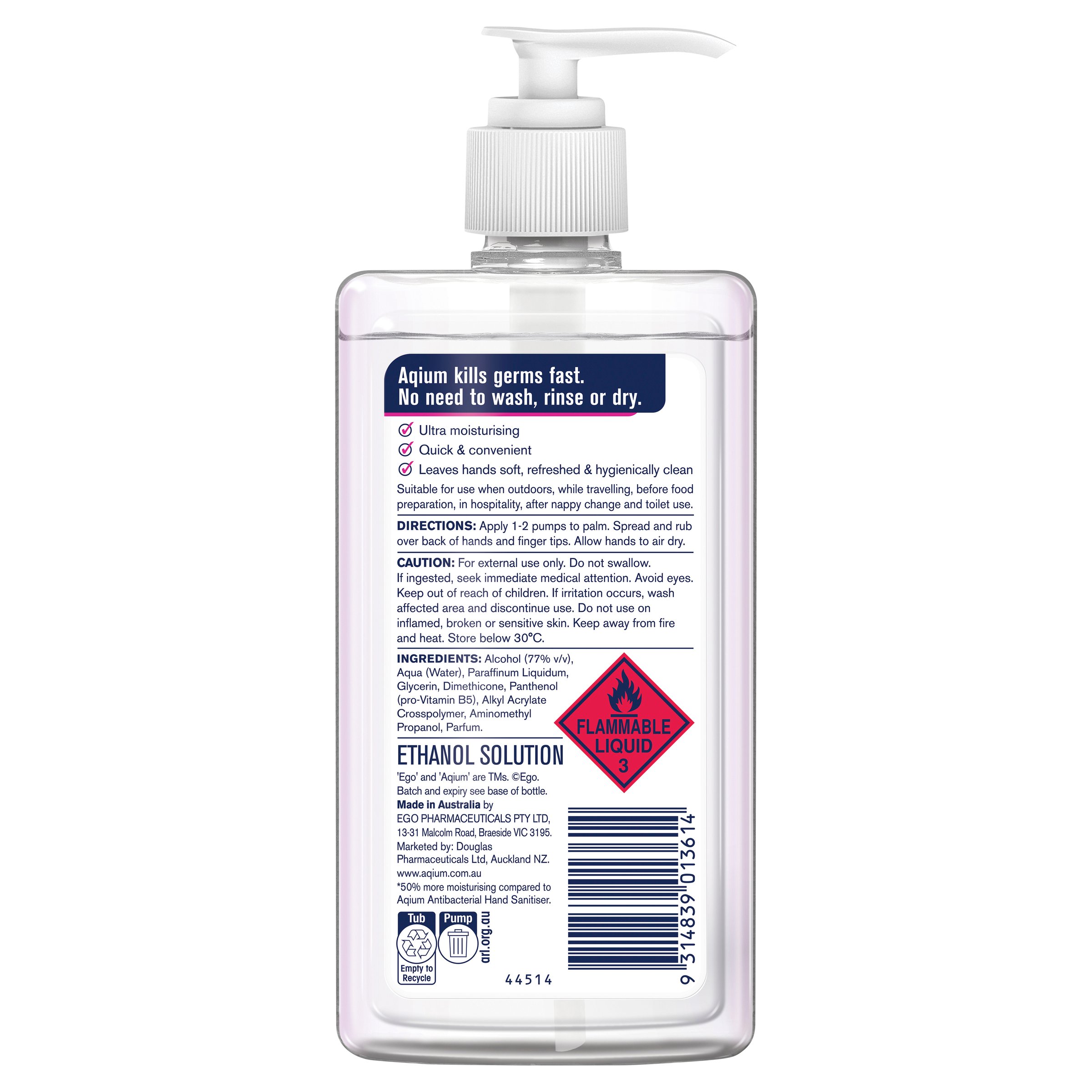 Ego Aqium Hand Sanitiser Ultra 375ml - Image 2