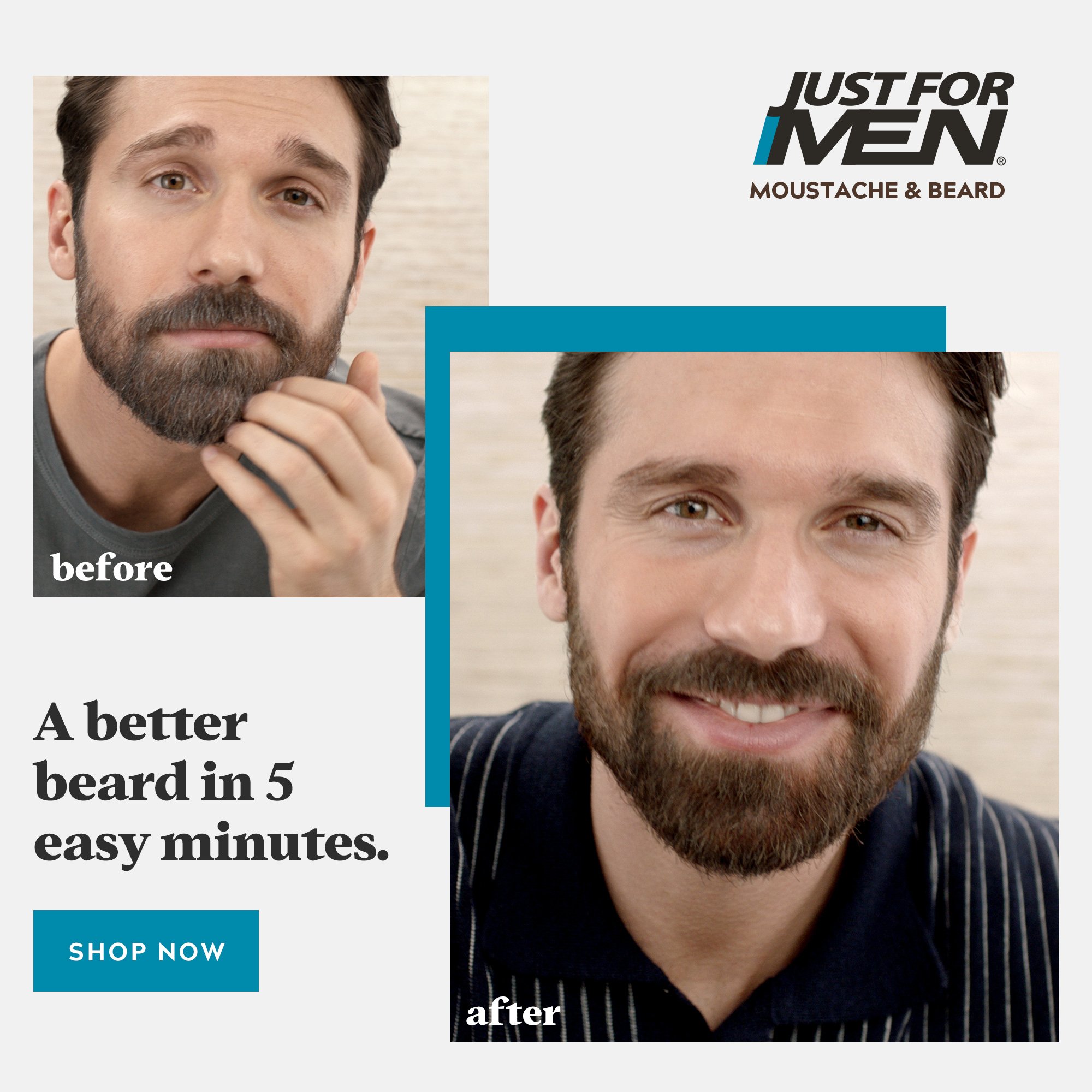Just For Men Moustache & Beard Brush-In Colour Gel M55 Real Black 1 pack - Image 6