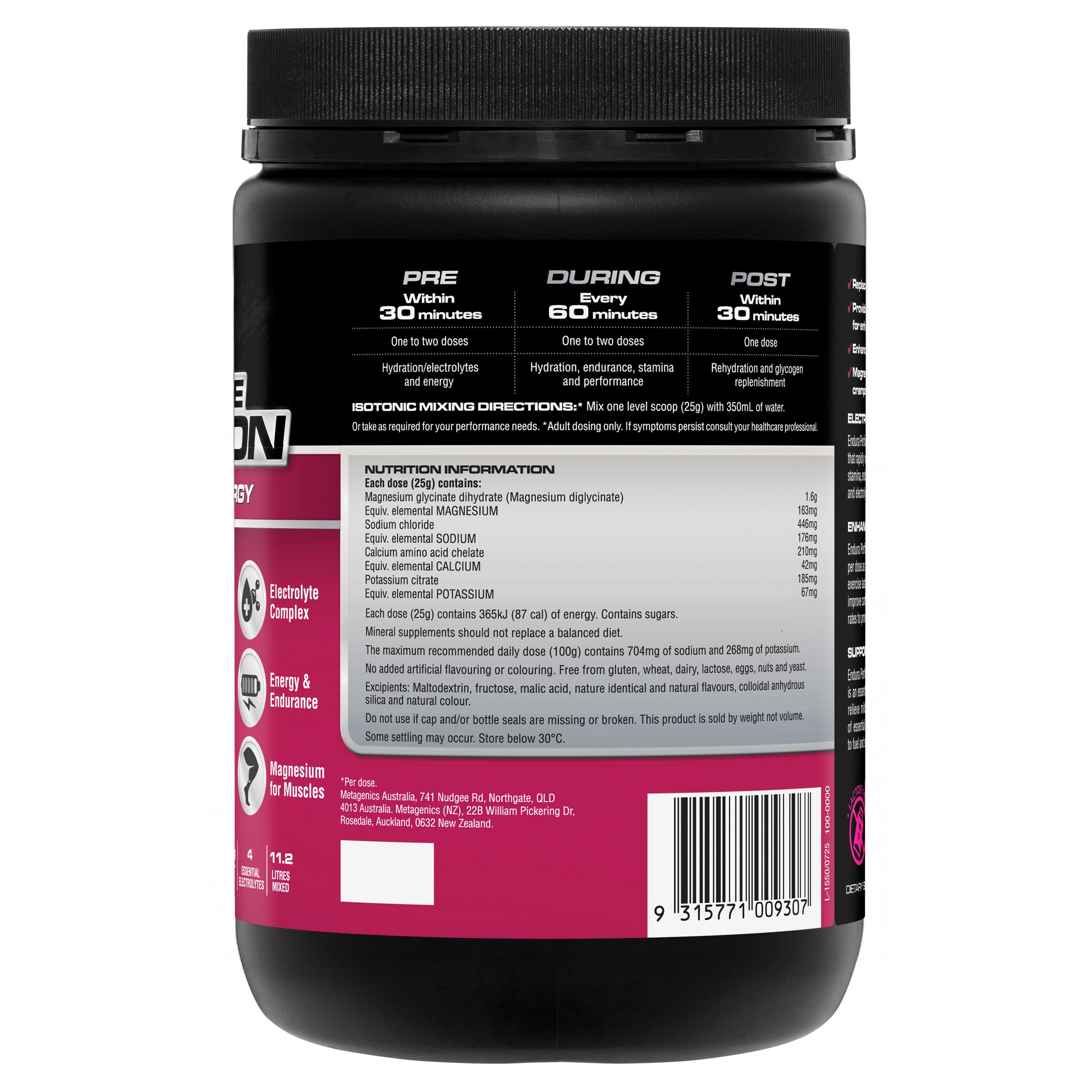Endura Rehydration Performance Fuel Raspberry 800g - Image 2