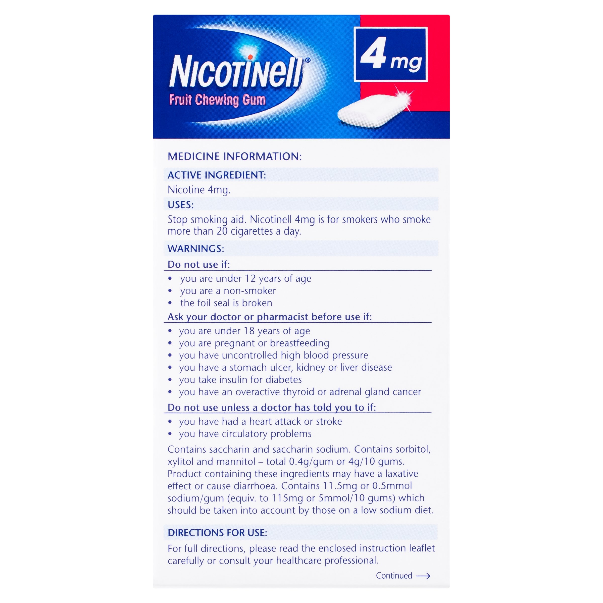 Nicotinell Fruit Nicotine Chewing Gum 4mg Extra Strength 96 pieces - Image 3