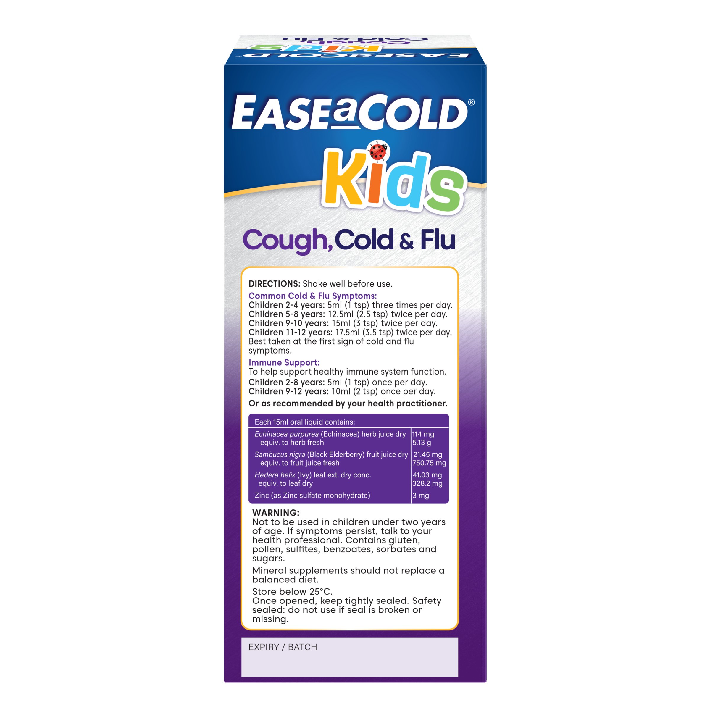 Ease-A-Cold Kids Cough, Cold + Flu Berry Flavour 180ml - Image 2